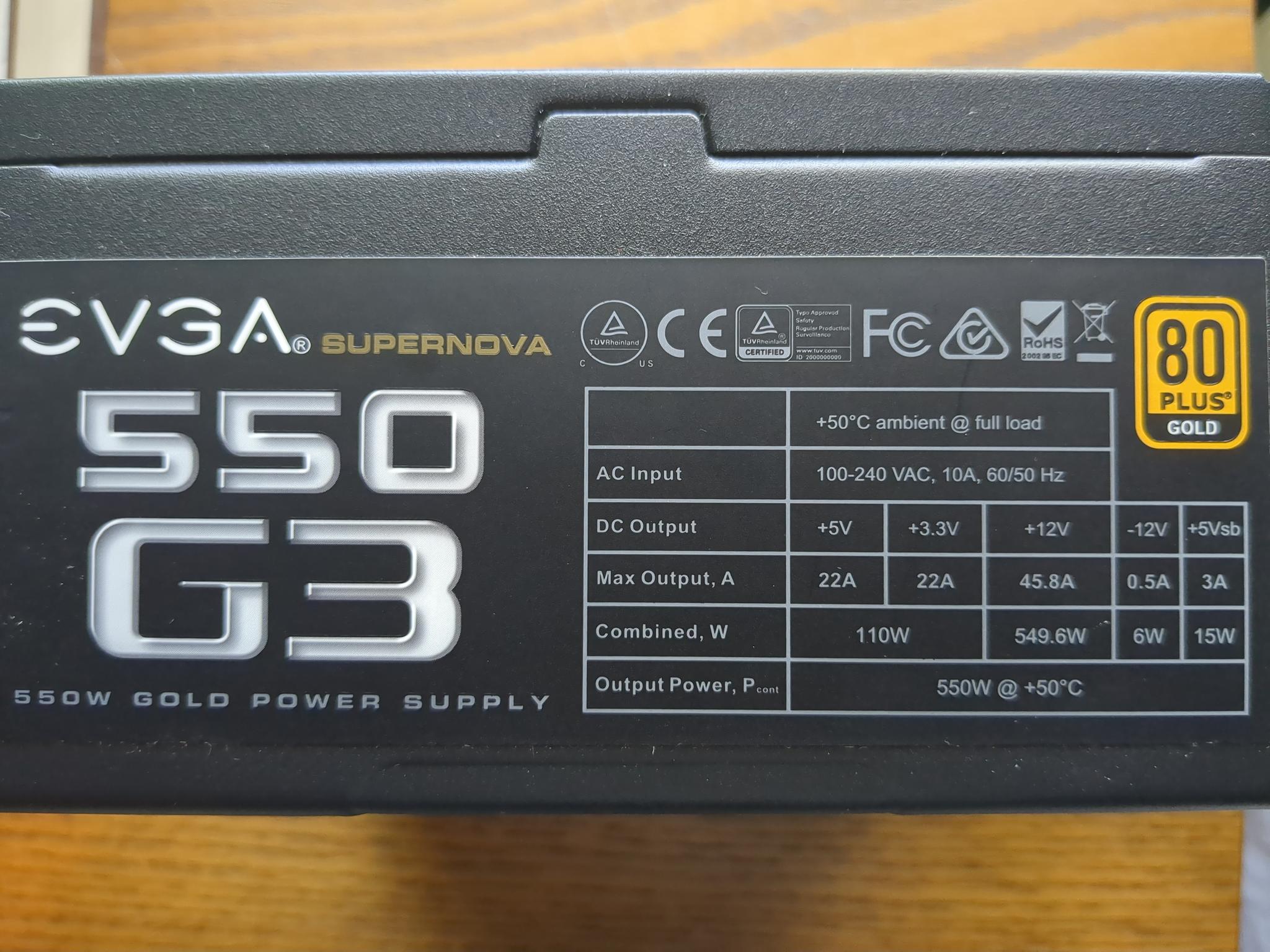 EVGA SuperNOVA 550 G3 80+ Gold power supply