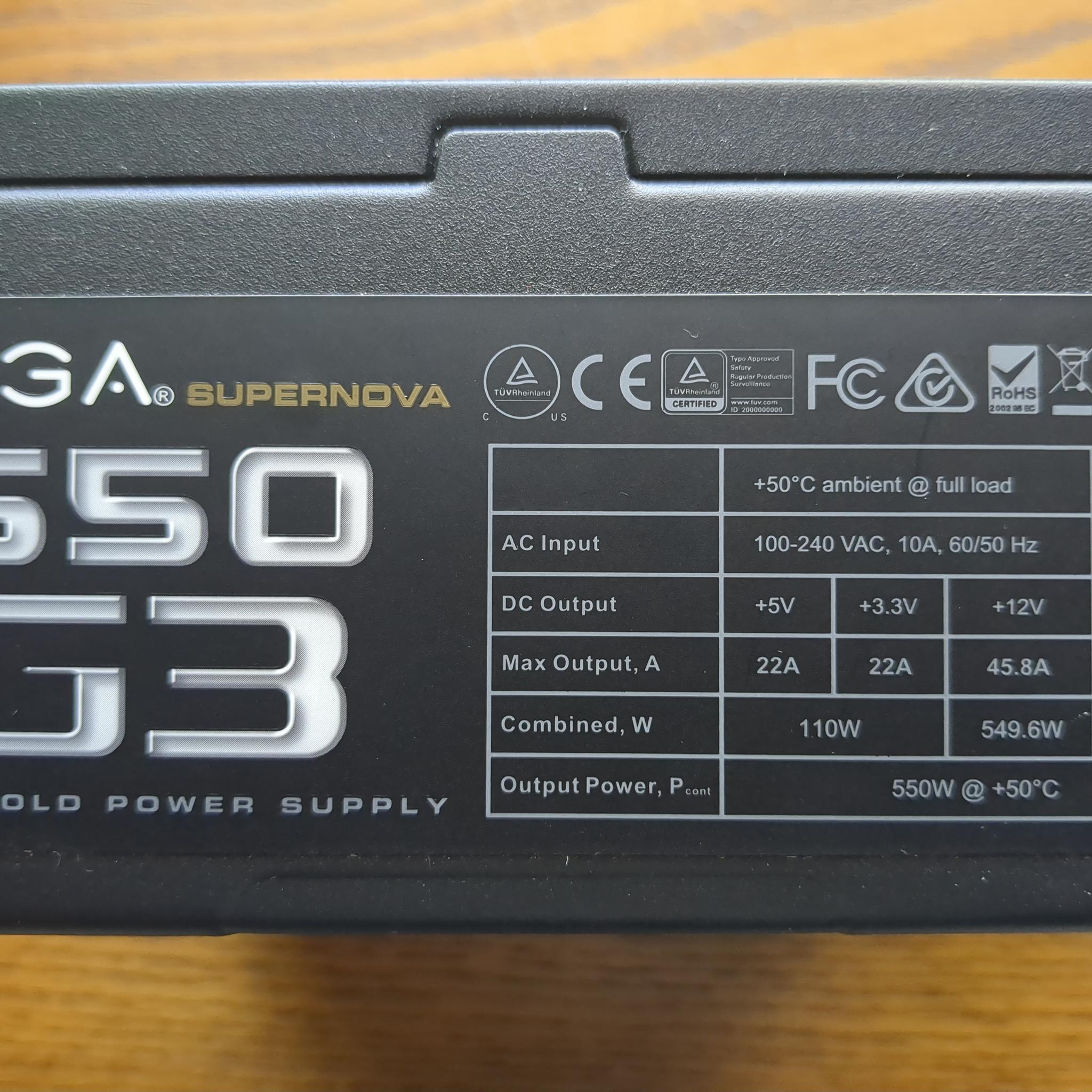 EVGA SuperNOVA 550 G3 80+ Gold power supply