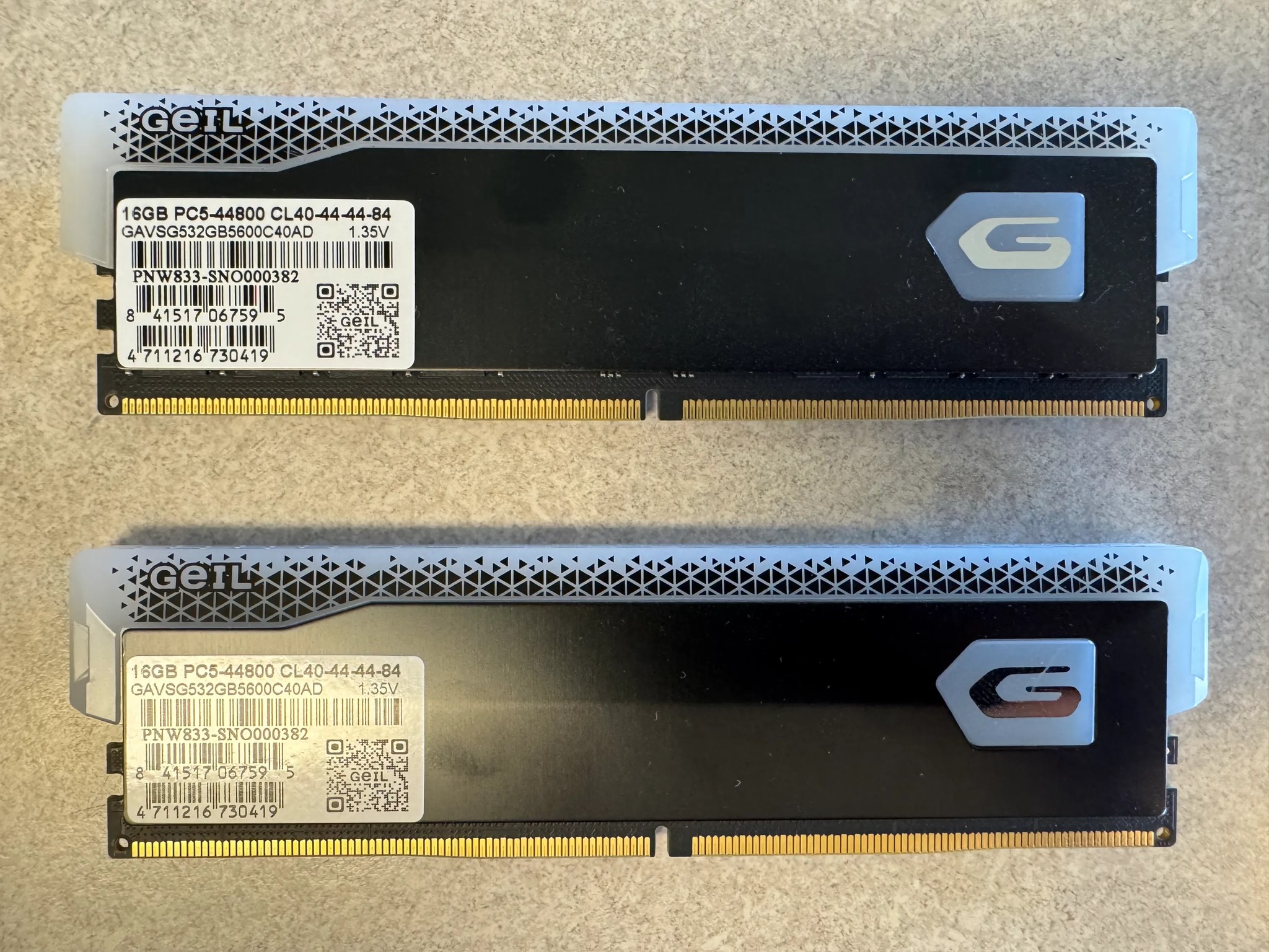 GEIL Orion V 32GB (2x16GB) DDR5 5600 Memory - Black with RGB - Excellent