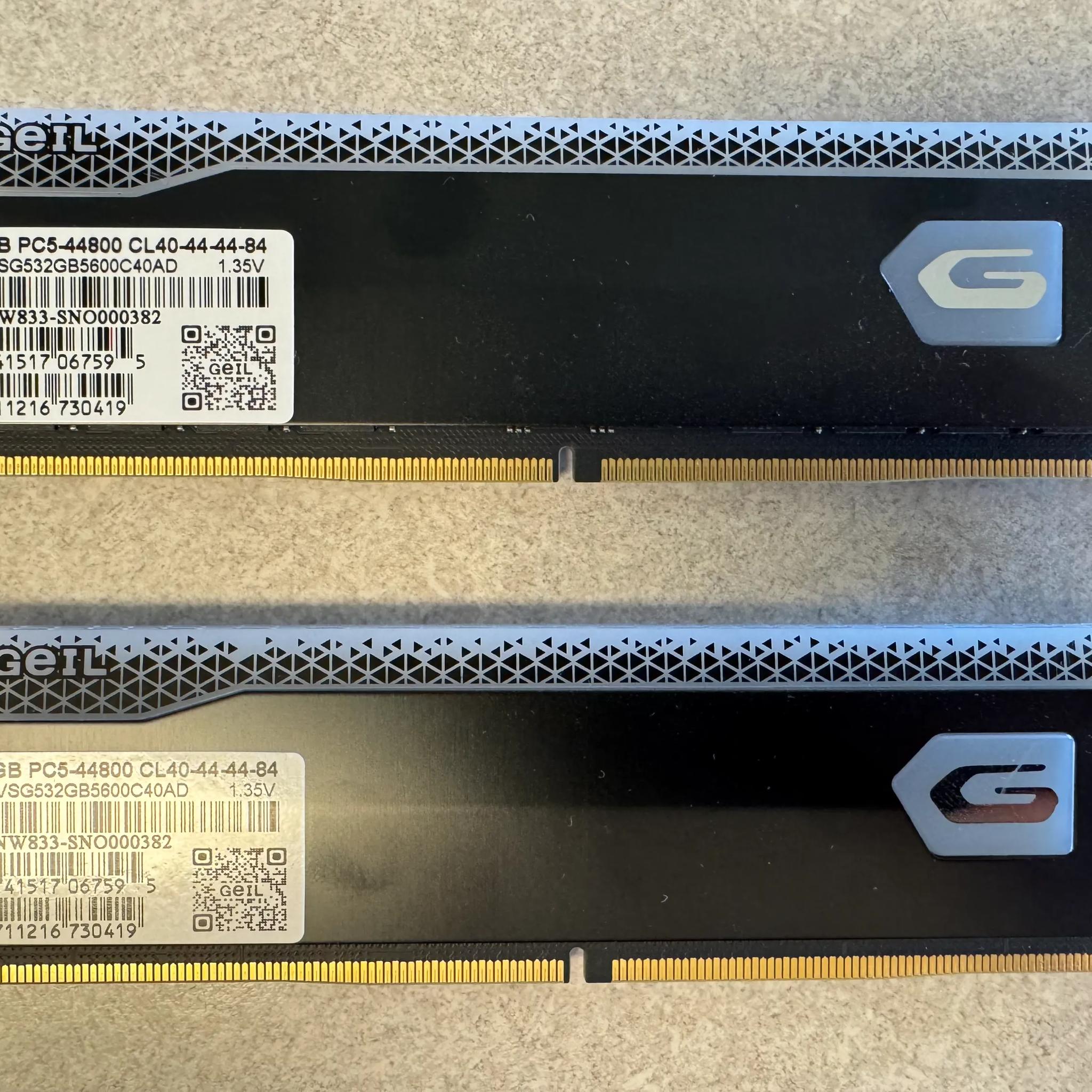 GEIL Orion V 32GB (2x16GB) DDR5 5600 Memory - Black with RGB - Excellent
