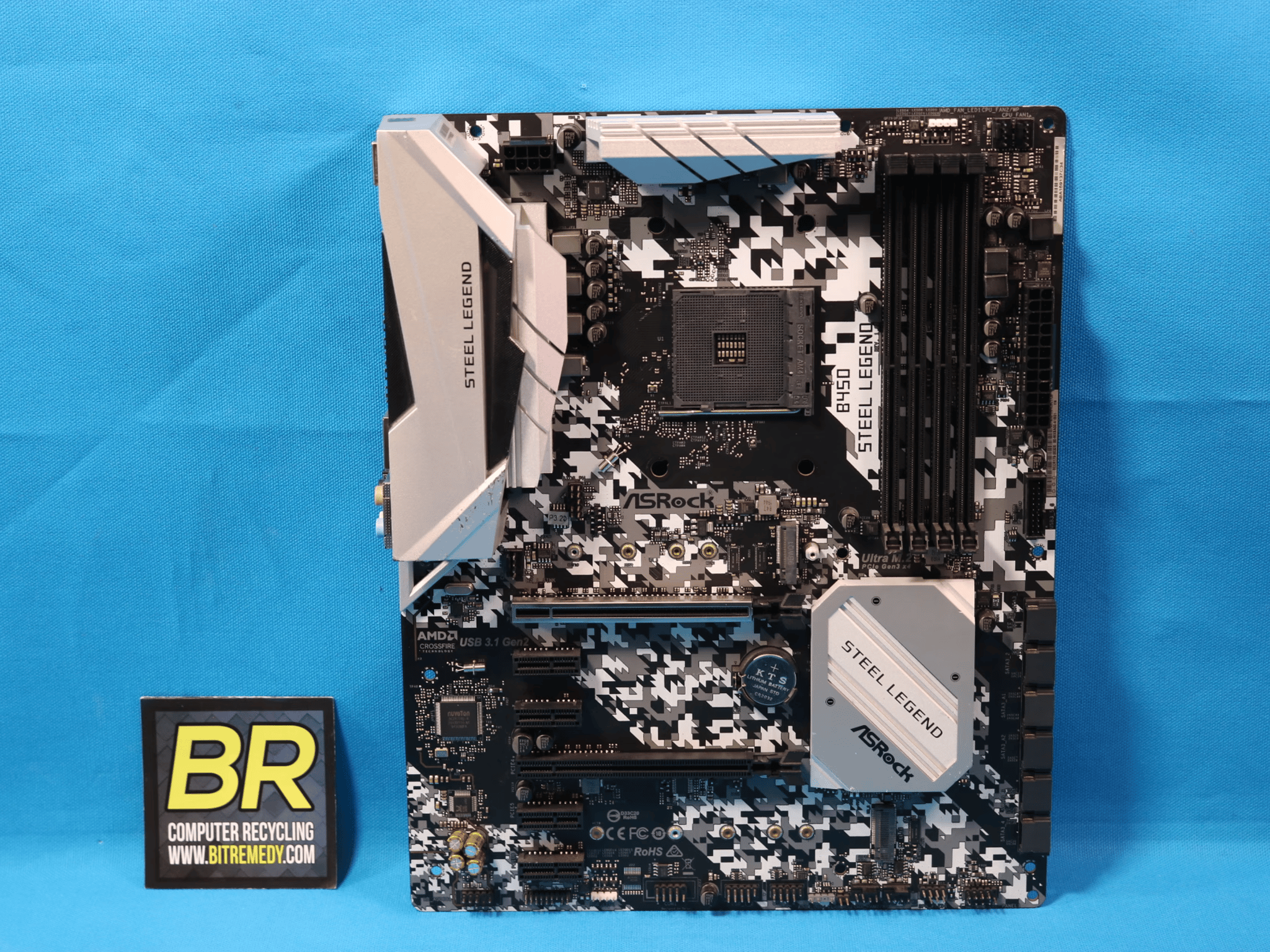 *No I/O Shield* ASRock B450 Steel Legend AMD Socket AM4 DDR4 ATX Desktop Motherboard 