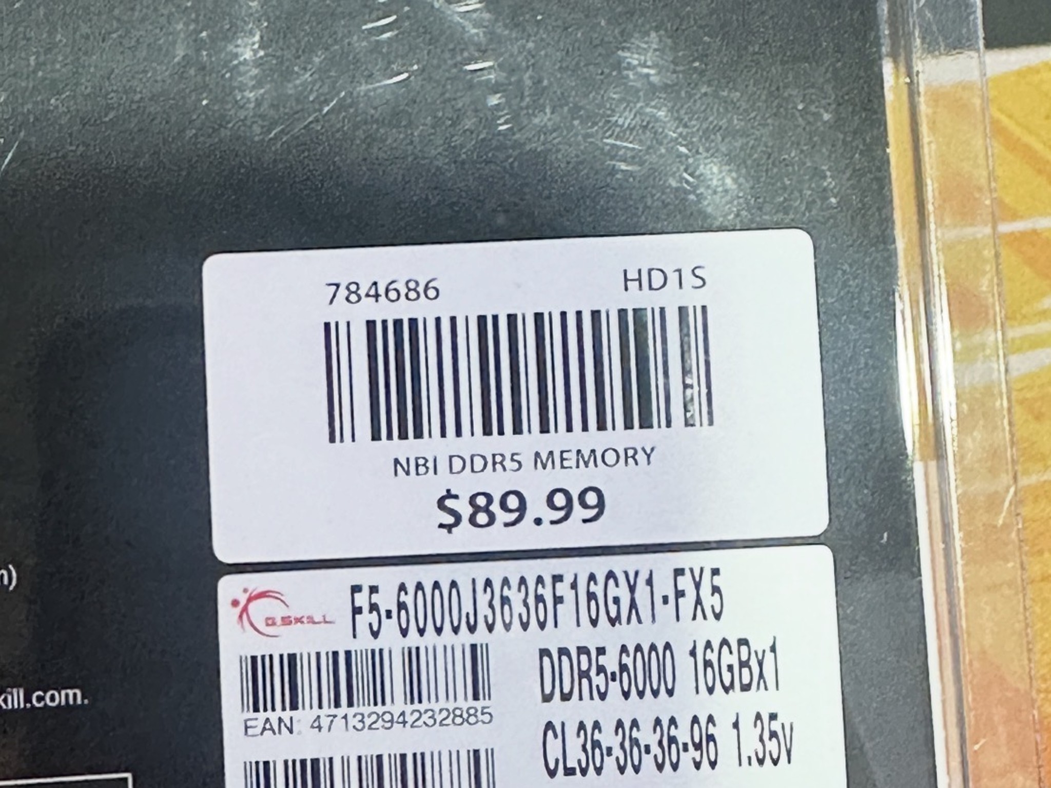 G.Skill Flare X5 16GB (1x16GB) DDR5-6000 PC5-48000 CL36 Single Channel  F5-6000J3636F16GX1-FX5