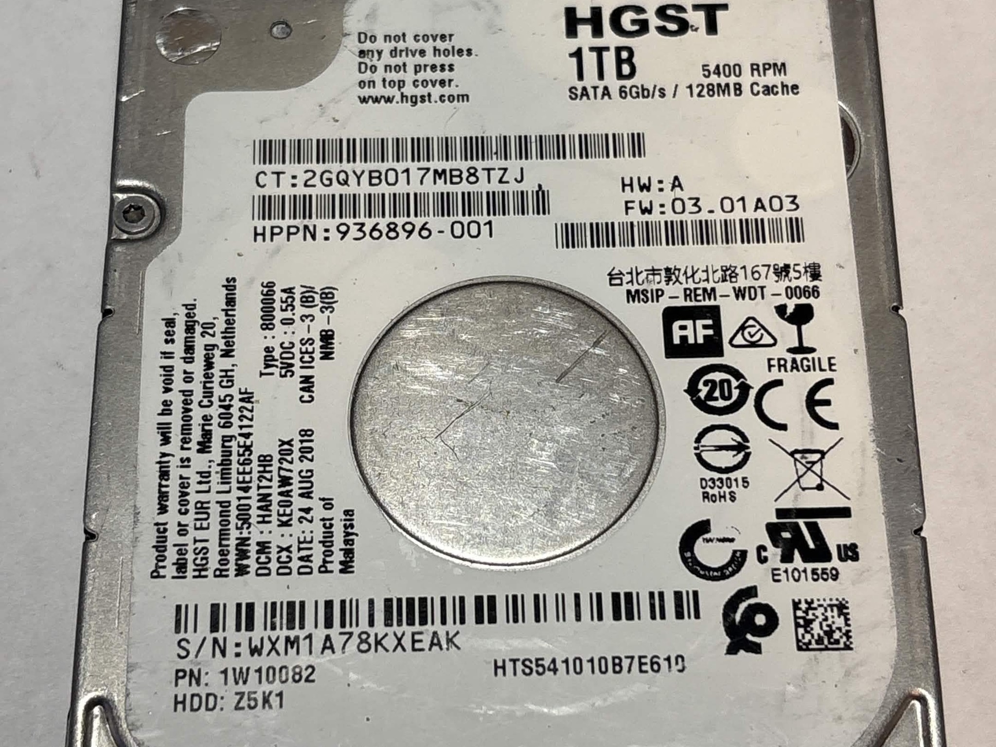 HGST 1TB SATA Laptop Hard Drive | Tested & Functional