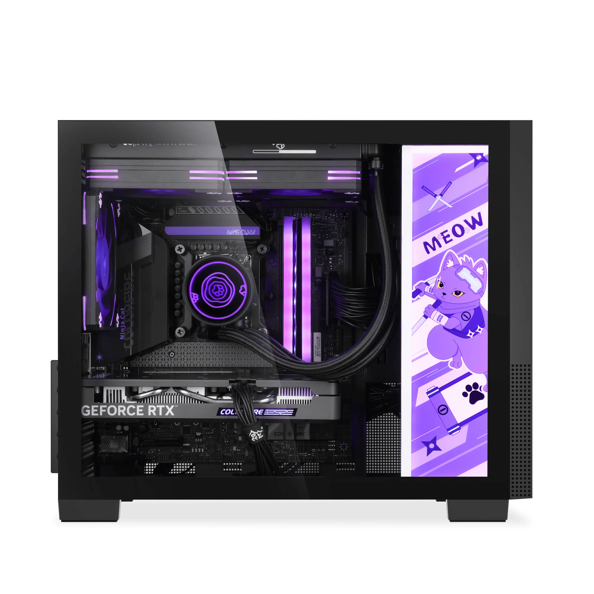 🐾  Memphis-S Meow Ninja Ultimate Combo | Case + 3 RGB Meow Fans + Lightning Panel + Mouse Pad |