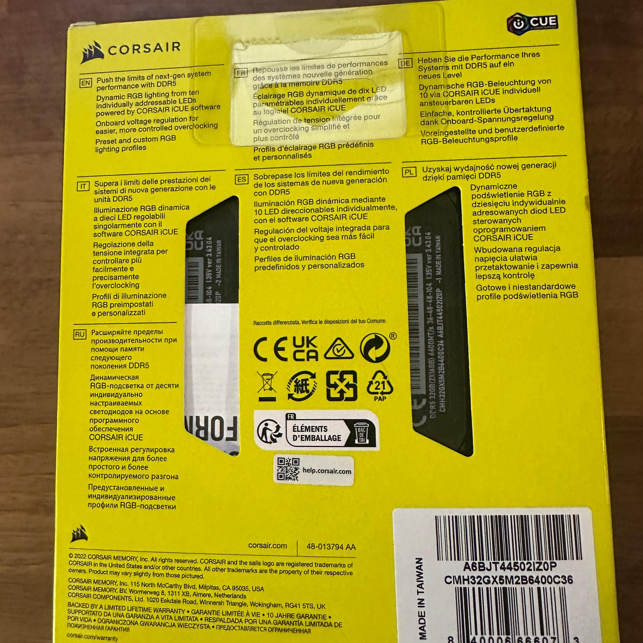 Corsair Vengeance RGB DDR5 32Gb 6400mhz