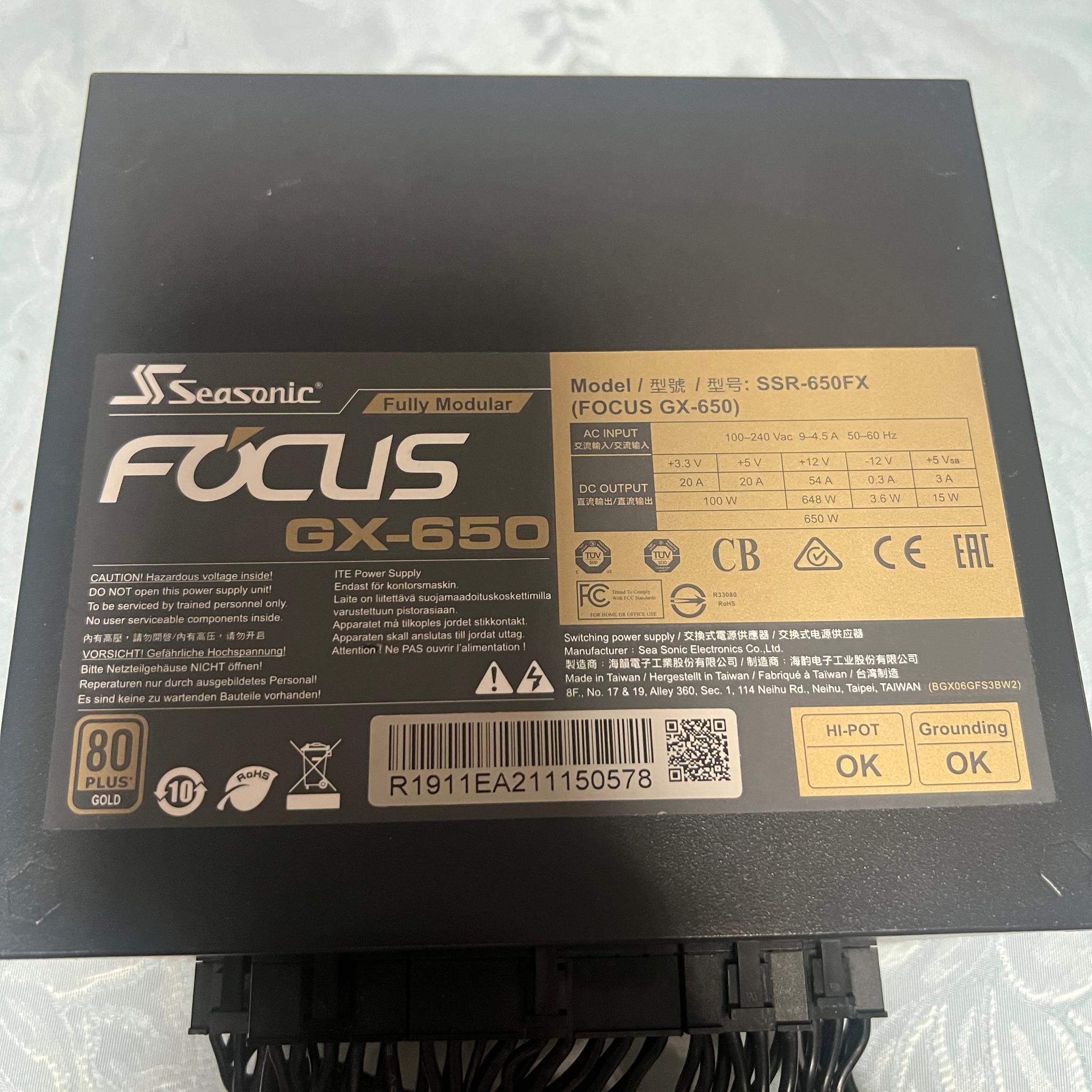 Seasonic FOCUS GX-650 650 Watt 80 Plus Gold  Fully Modular ATX Power Supply