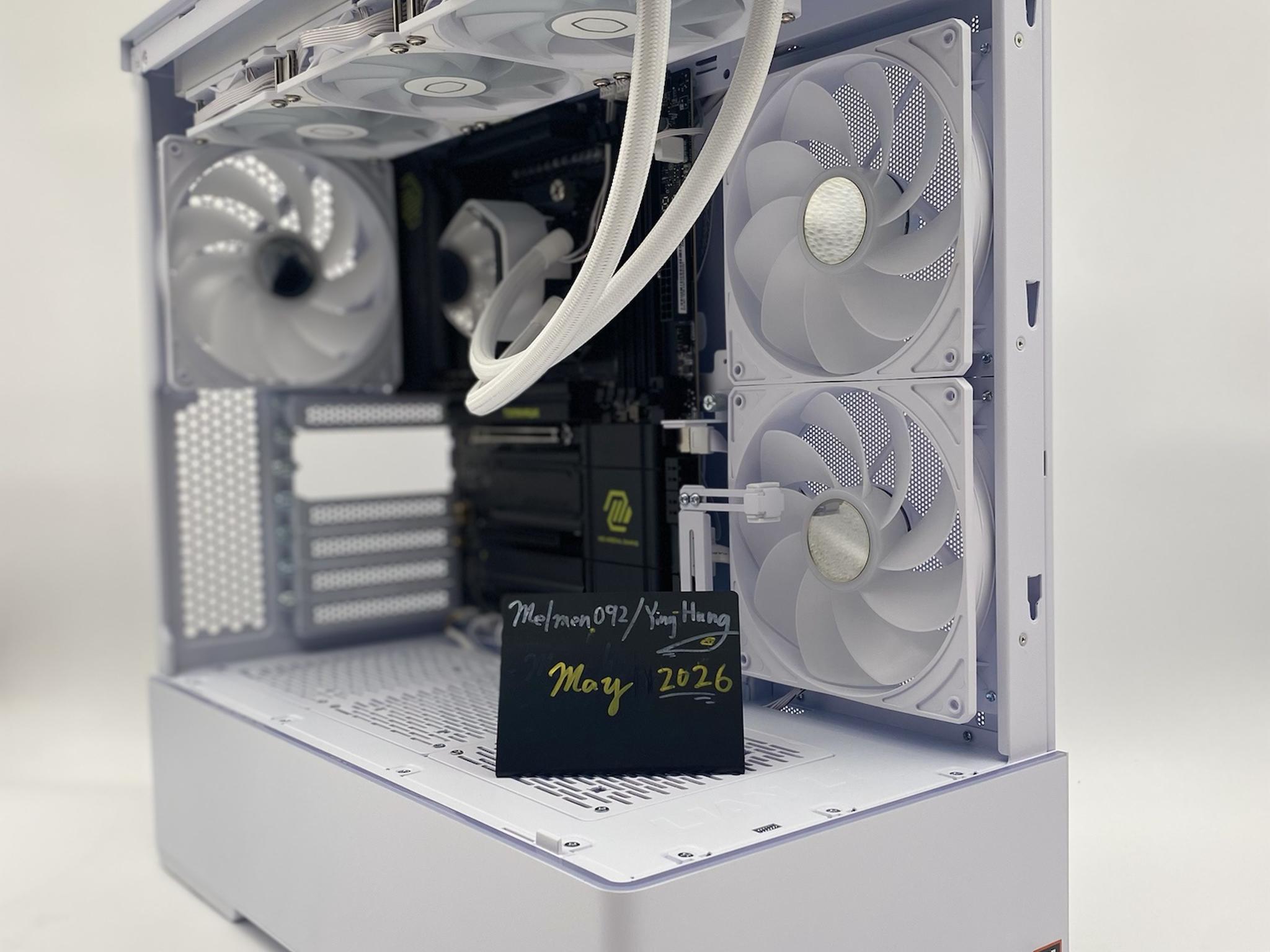 Lian Li CG237 Tempered Glass ATX Mid-Tower Case (White) with Cooler Mast 360 AIO and MSI motherboard
