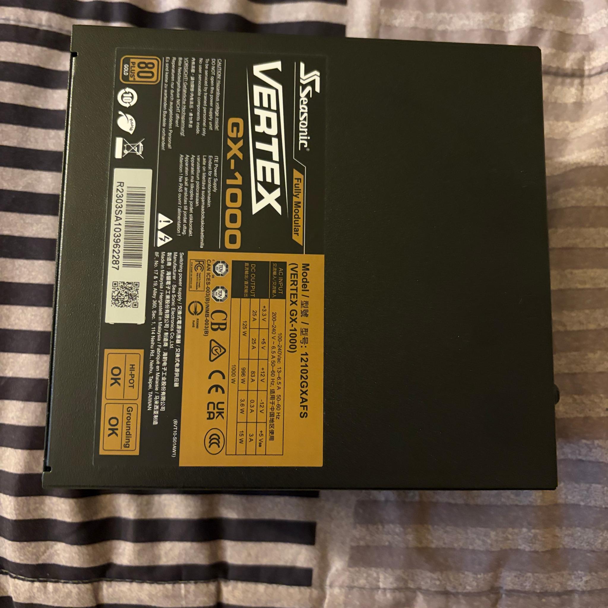 Seasonic Vertex GX-1000 1000W PSU | 80+ Gold | ATX 3.0 / PCIe 5.0 | Fully Modular