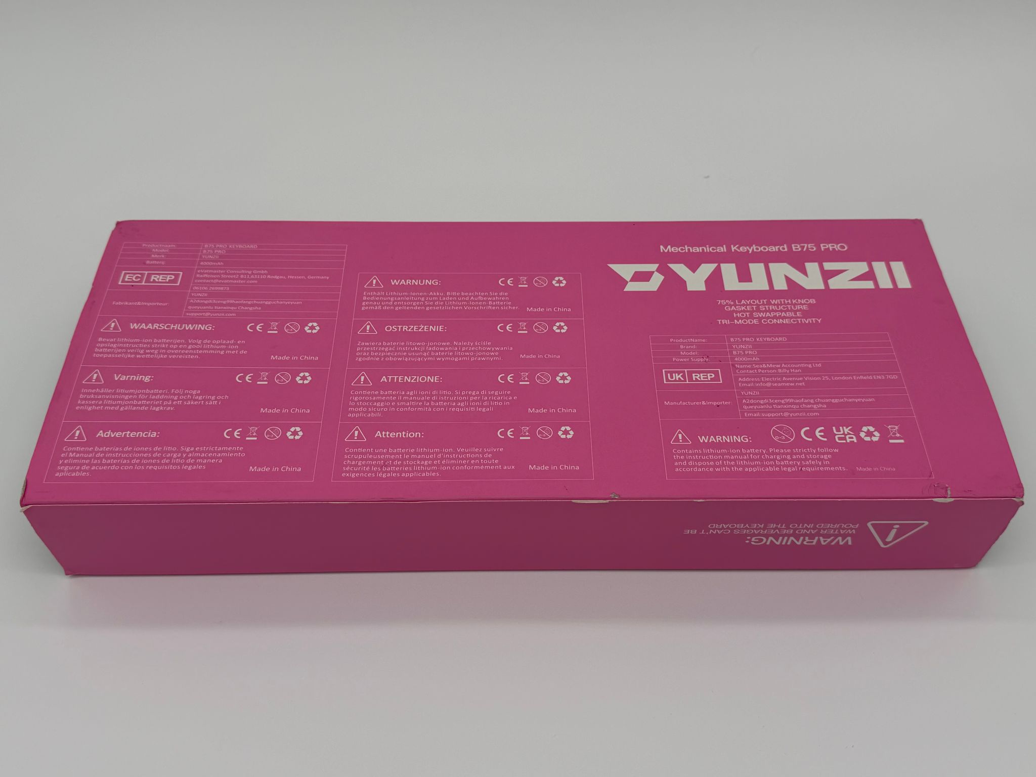 YUNZII B75 PRO Wireless Mechanical Keyboard,75% Layout with Knob,Hot Swap Gasket