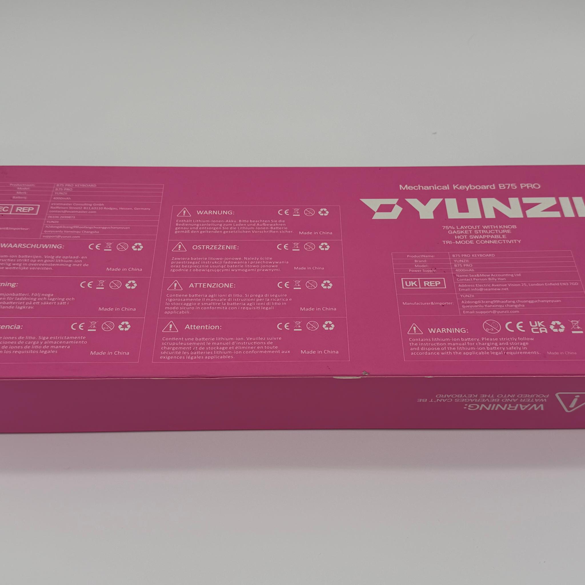 YUNZII B75 PRO Wireless Mechanical Keyboard,75% Layout with Knob,Hot Swap Gasket