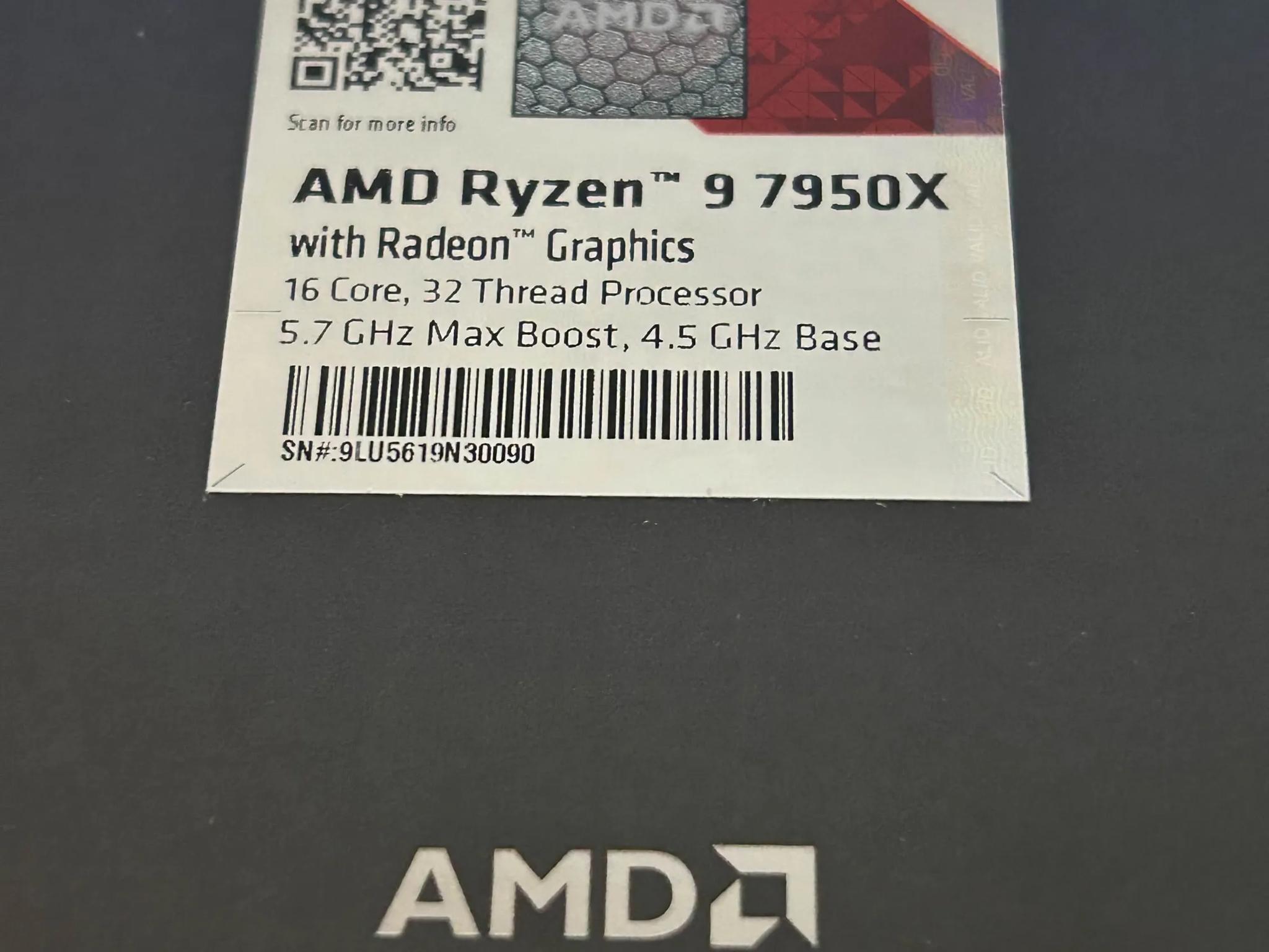 Ryzen 9 7950x 4.5 GHz 16 Core 32 Thread CPU | Unopened