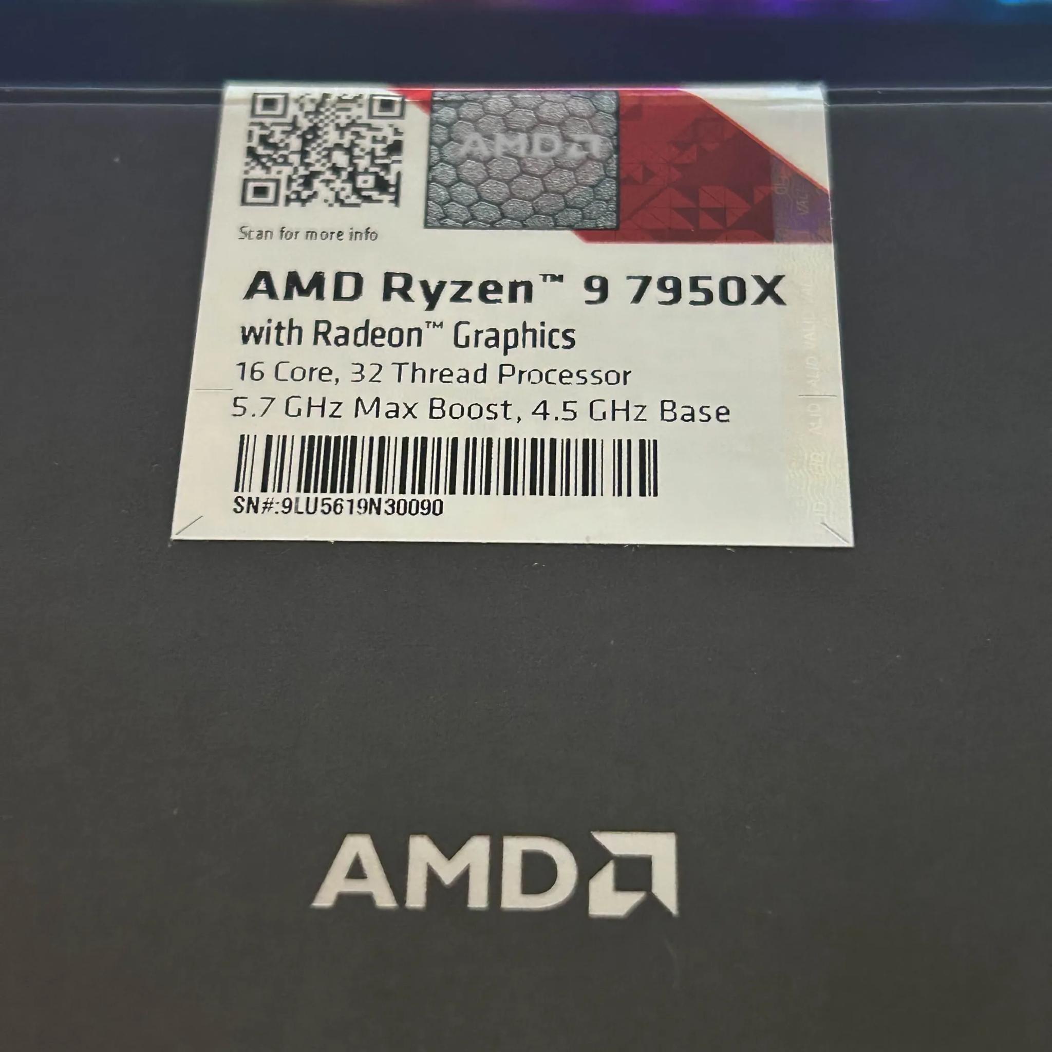 Ryzen 9 7950x 4.5 GHz 16 Core 32 Thread CPU | Unopened