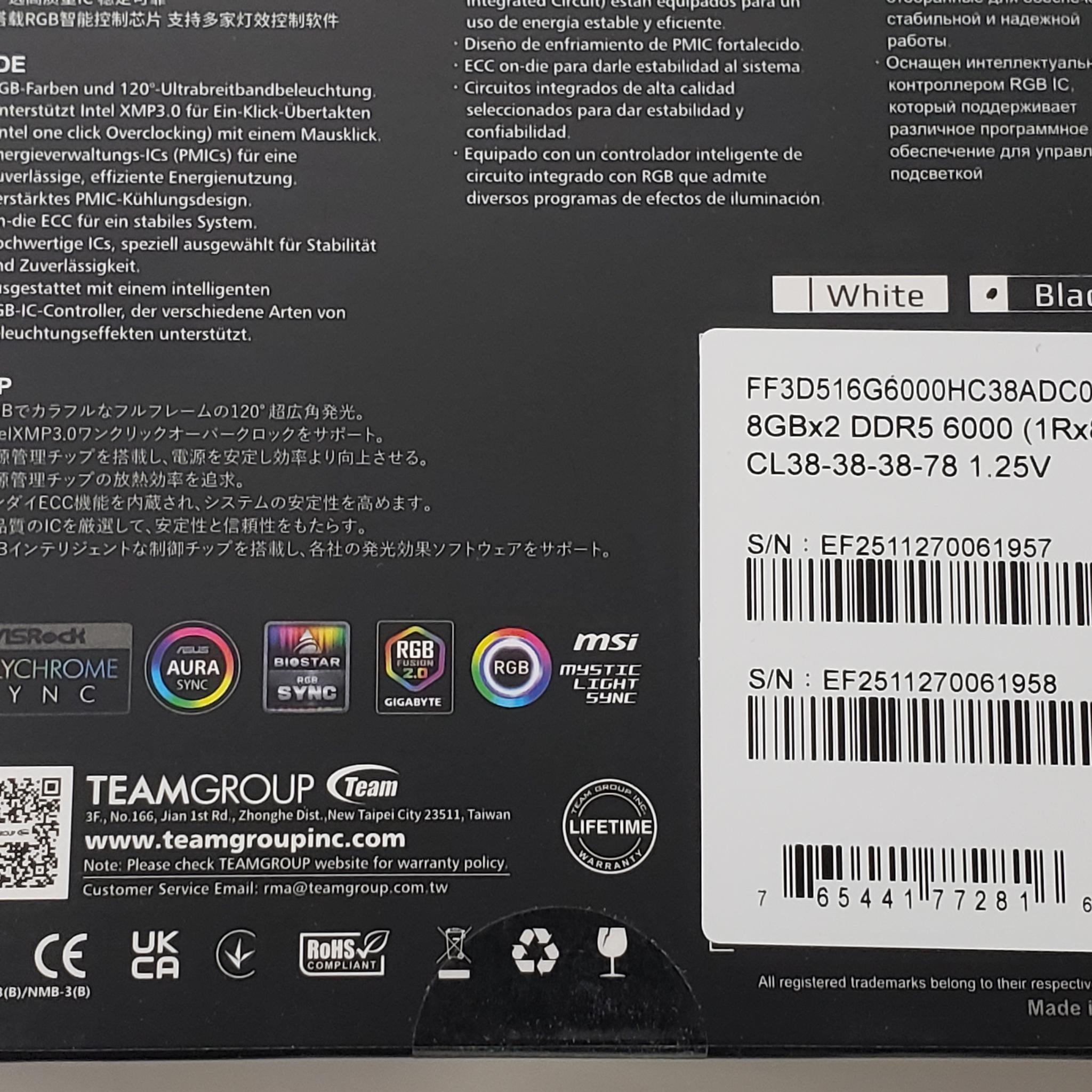 RAM on Sale! Team Group 16GB DDR5 6000 MT/s CL38 (2x8GB)