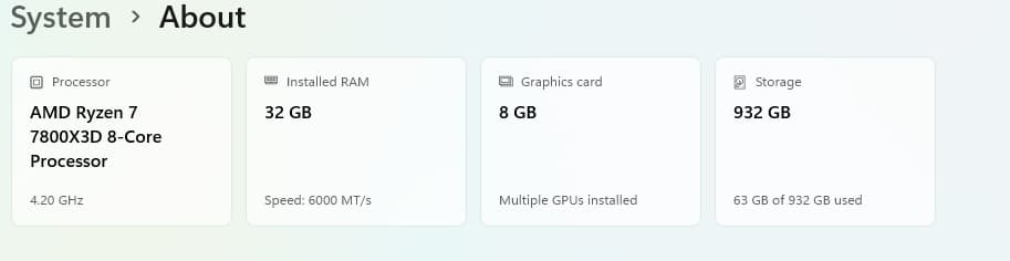 AMD Ryzen 7 7800X3D 32GB DDR5 RAM GeForce RTX 5060 Ti 1TB Gen5 NVMe SSD 850W Gold Gaming PC