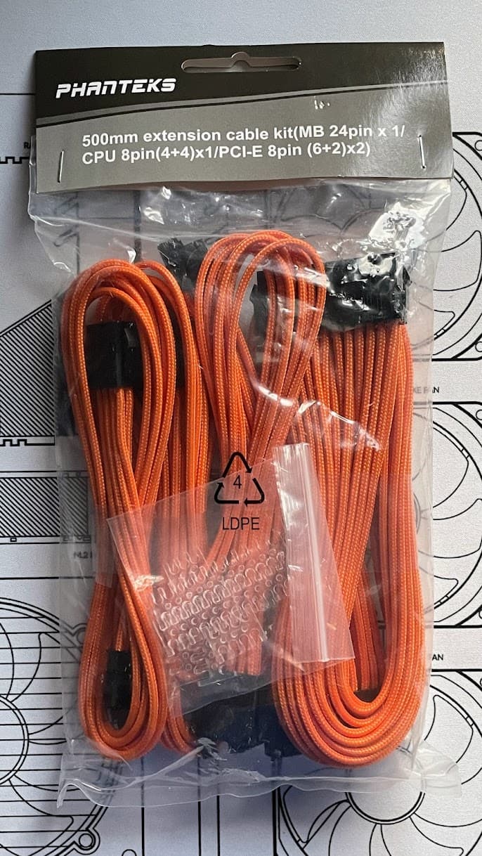 Phanteks 18AWG PSU Cable Extensions - Orange