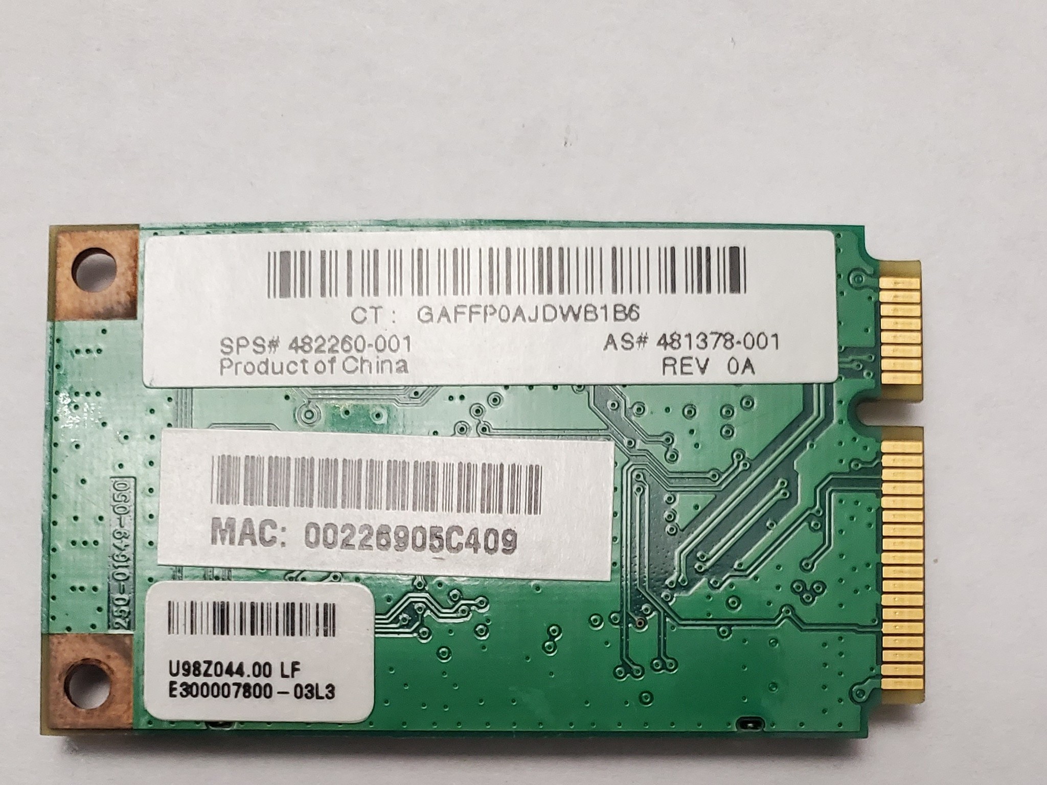 Atheros AR5BXB92 AR9280 Dual wireless 802.11abgn PCIe Original HP 482260-001