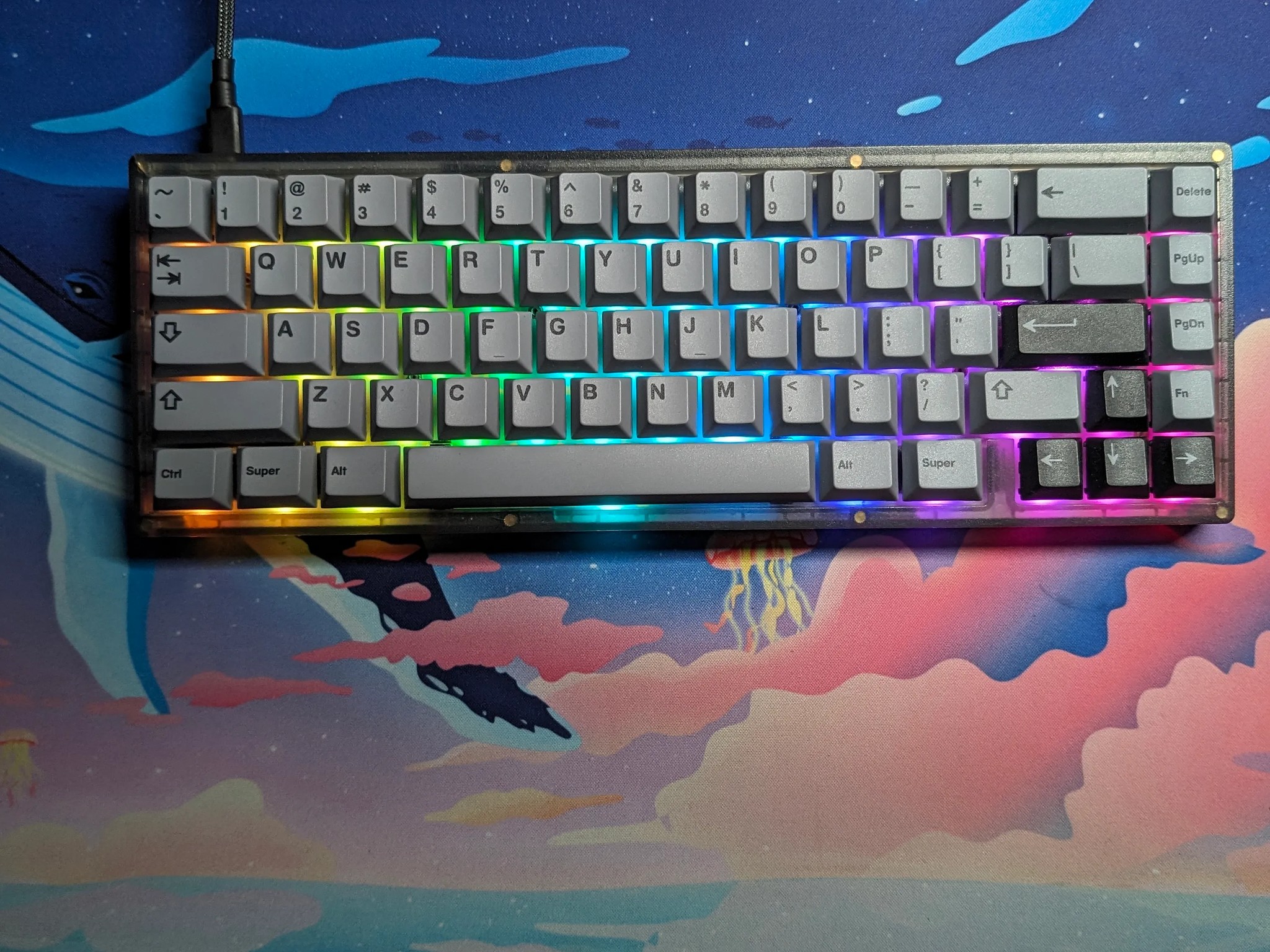 Thock Monster - KBDfans KBD67 Lite with Vertex V1's and NicePBT Black on Grey