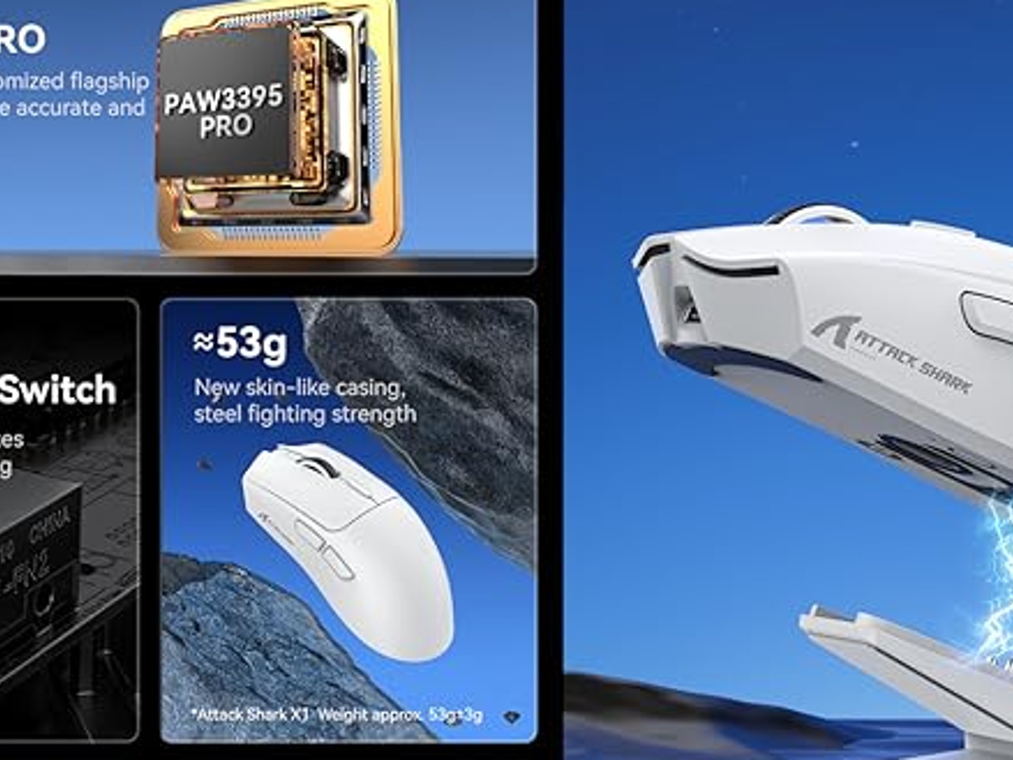 ATTACK SHARK X1 Wireless Gaming Mouse with RGB Charging Dock