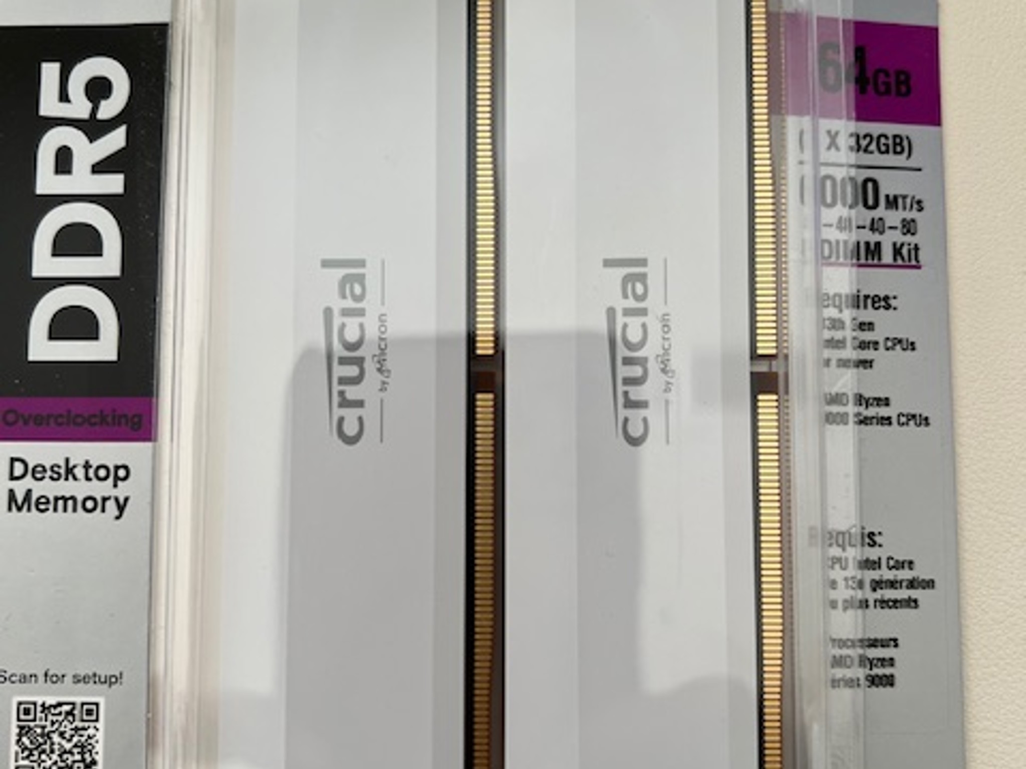 64 GB DDR5 Crucial Ram-White Color