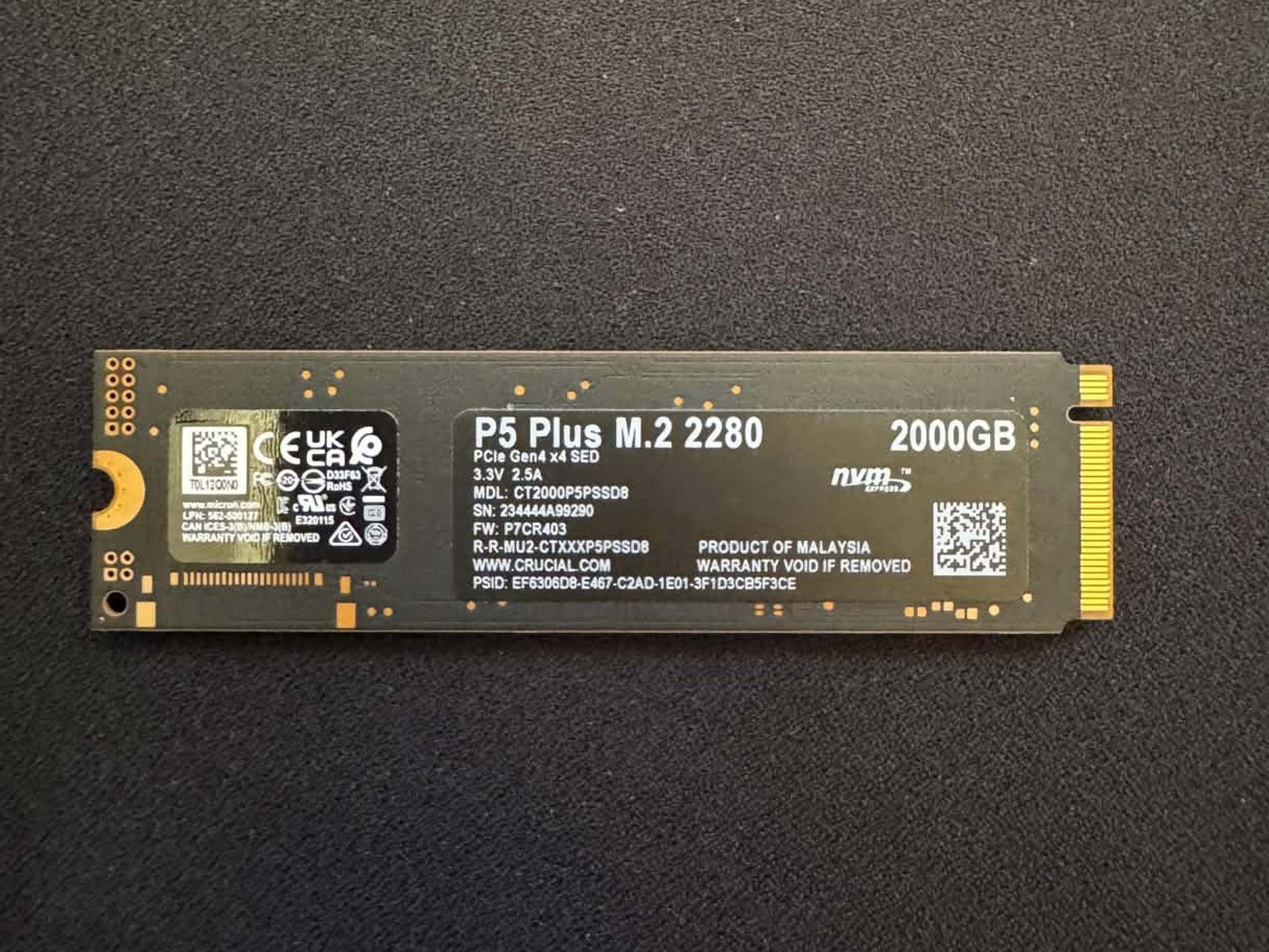 2TB Crucial P5 Plus NVME M.2 SSD
