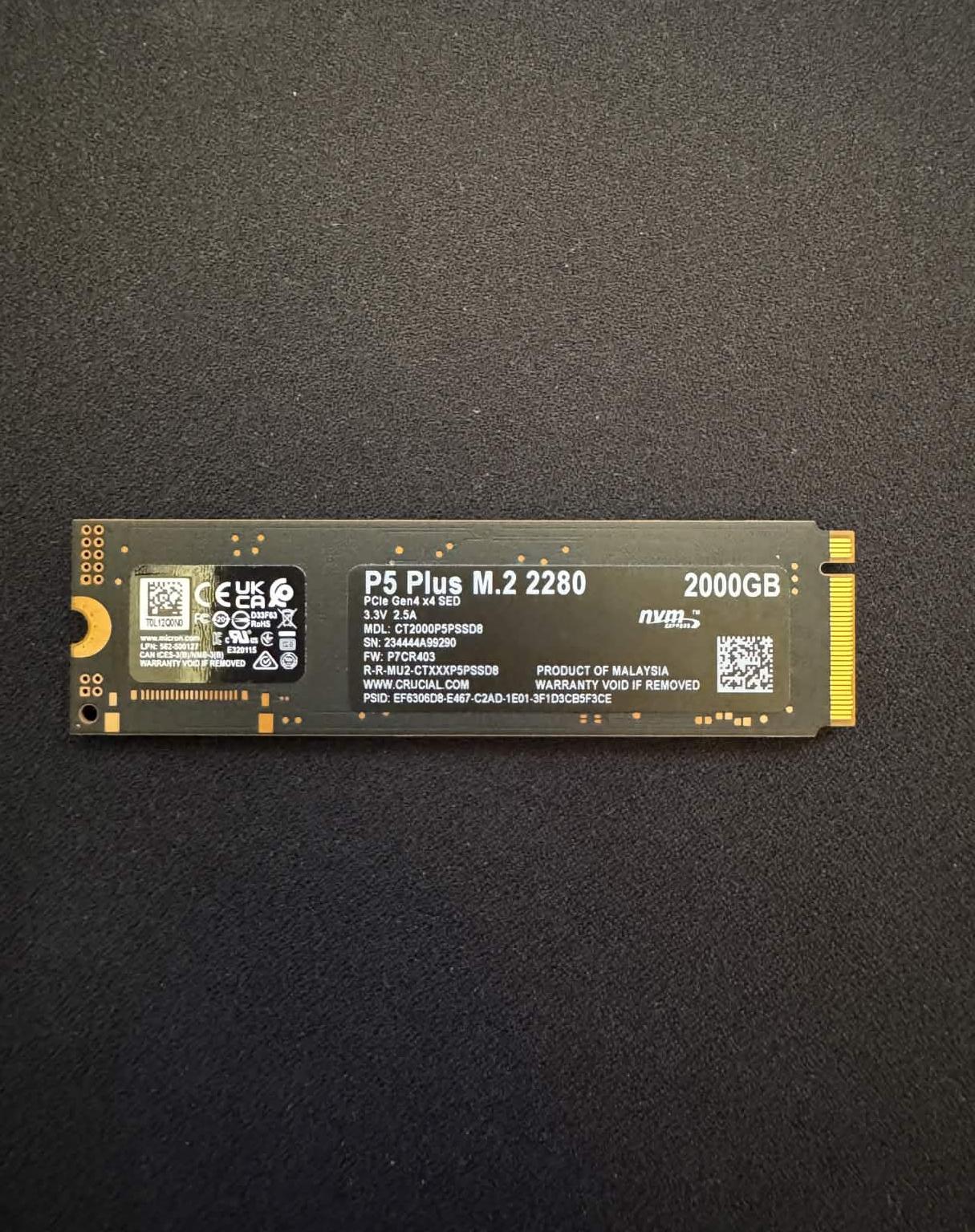 2TB Crucial P5 Plus NVME M.2 SSD