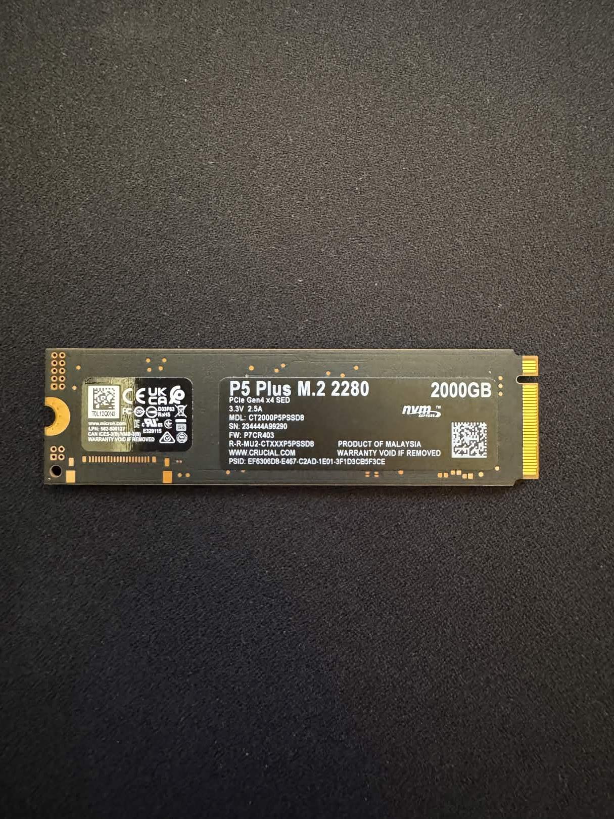 2TB Crucial P5 Plus NVME M.2 SSD