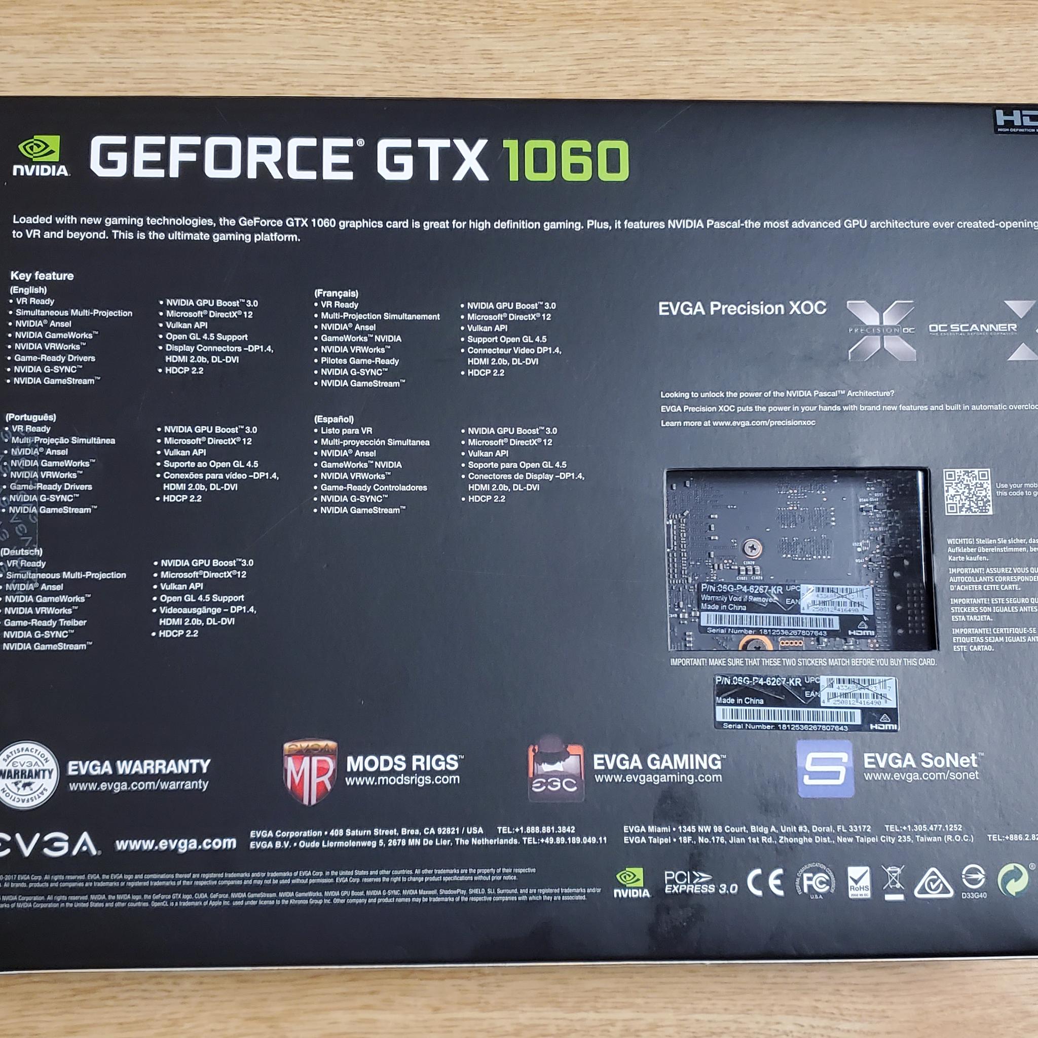 EVGA GeForce GTX 1060 6GB SSC GAMING