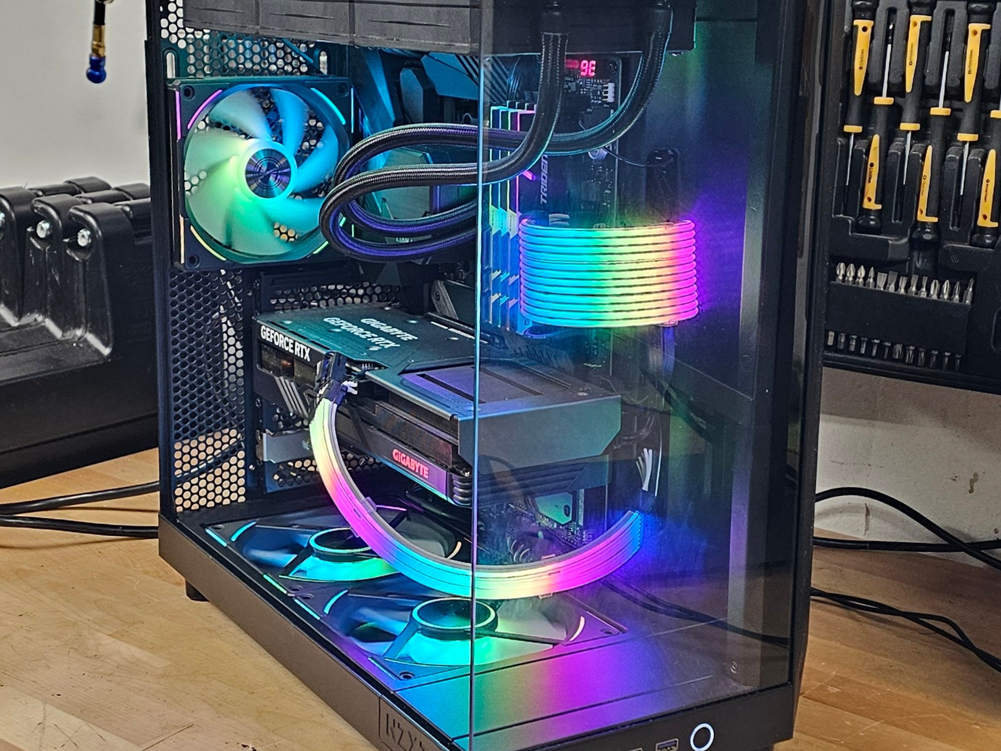 PC Case with Tempered Glass and 6 RGB Fans