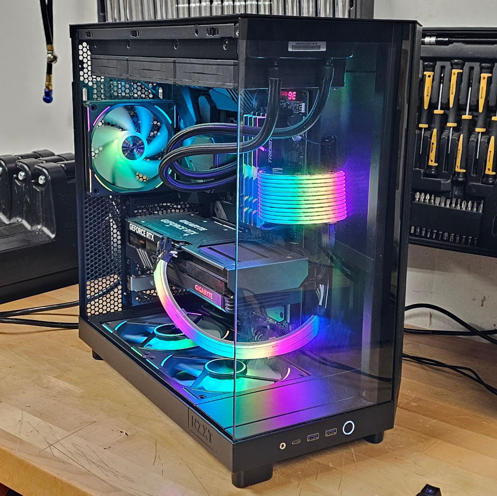 PC Case with Tempered Glass and 6 RGB Fans