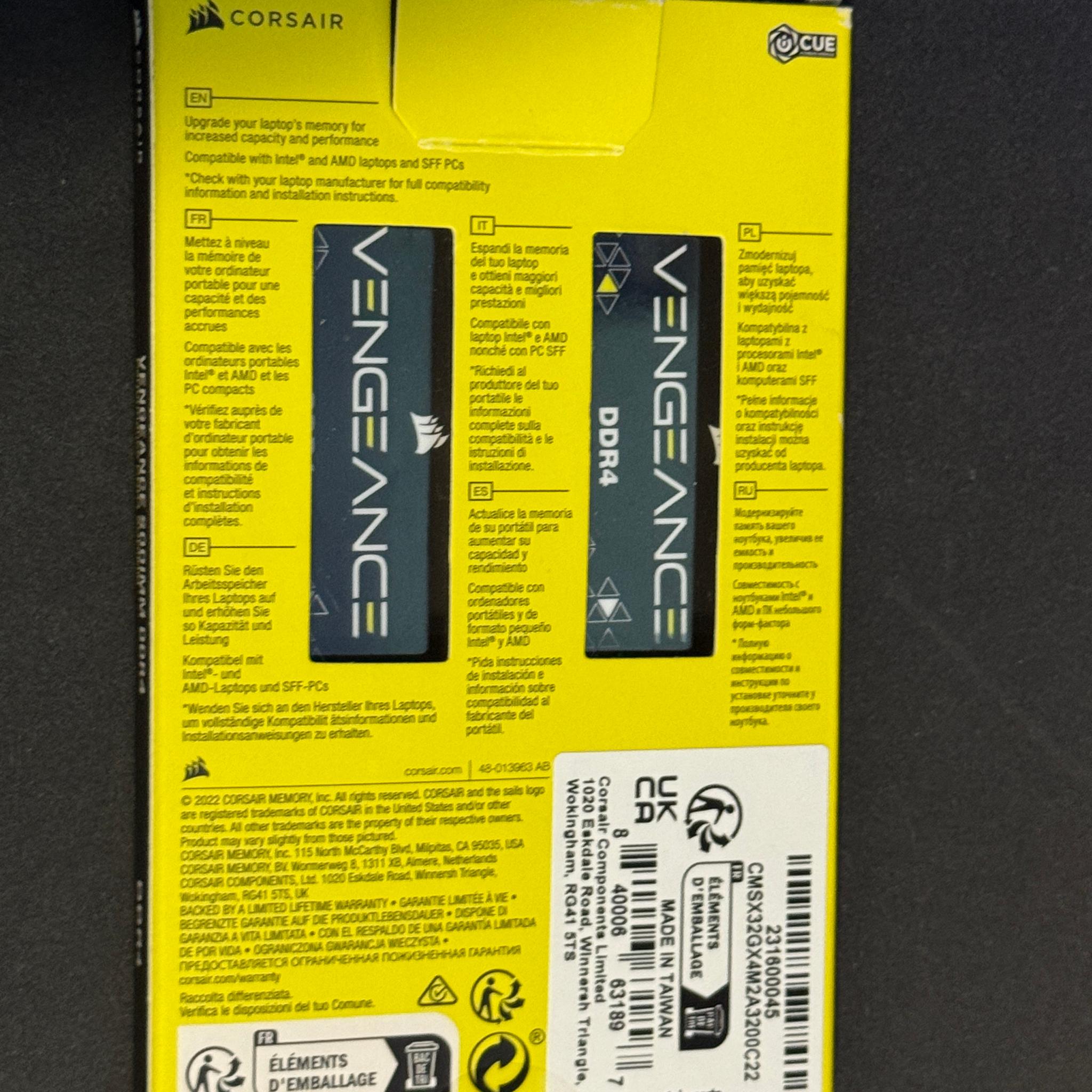Corsair Vengeance 32GB (2x16GB) DDR4 SODIMM 3200MHz RAM Kit