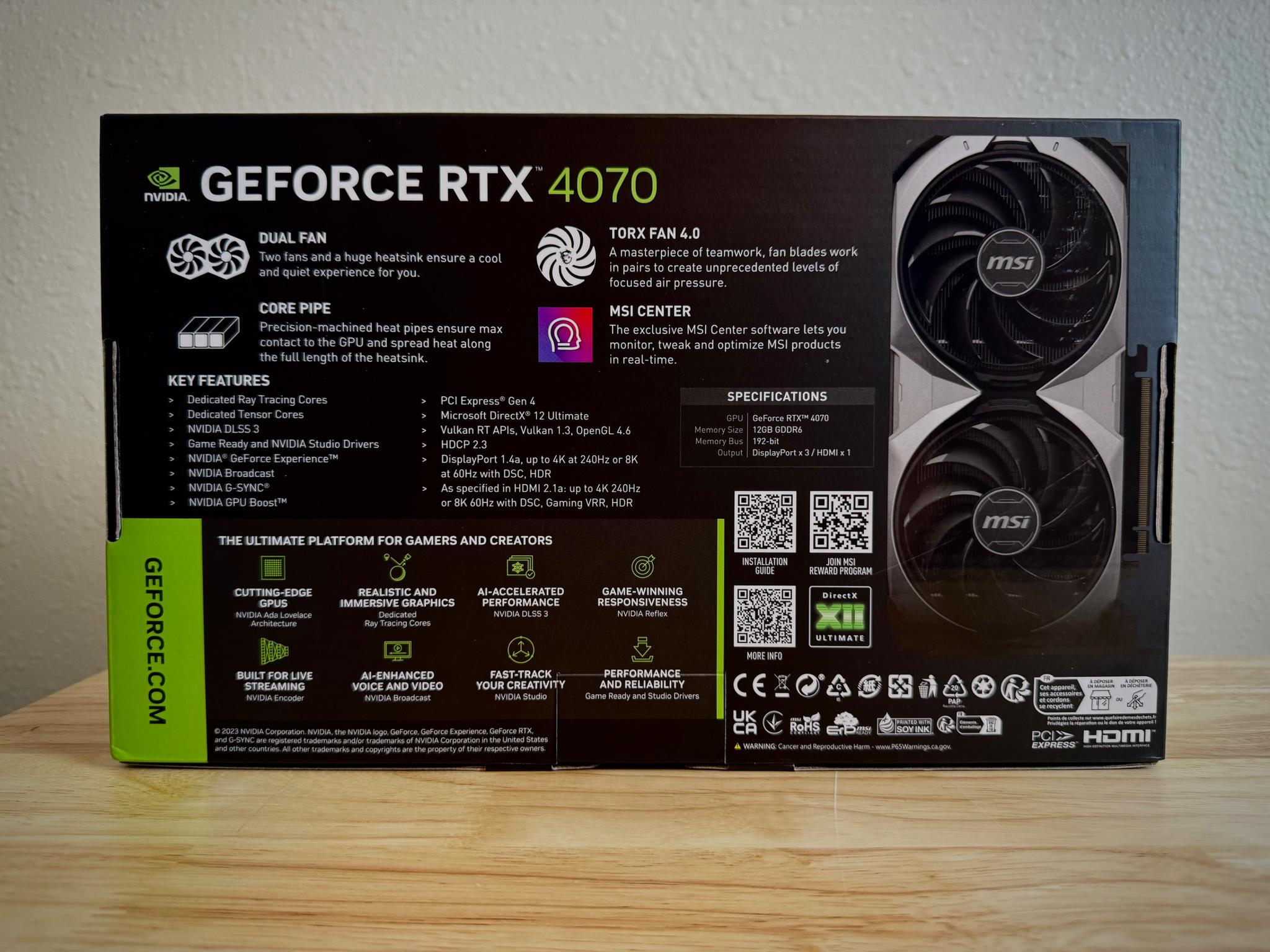 Nvidia GeForce RTX 4070 MSI Ventus2x