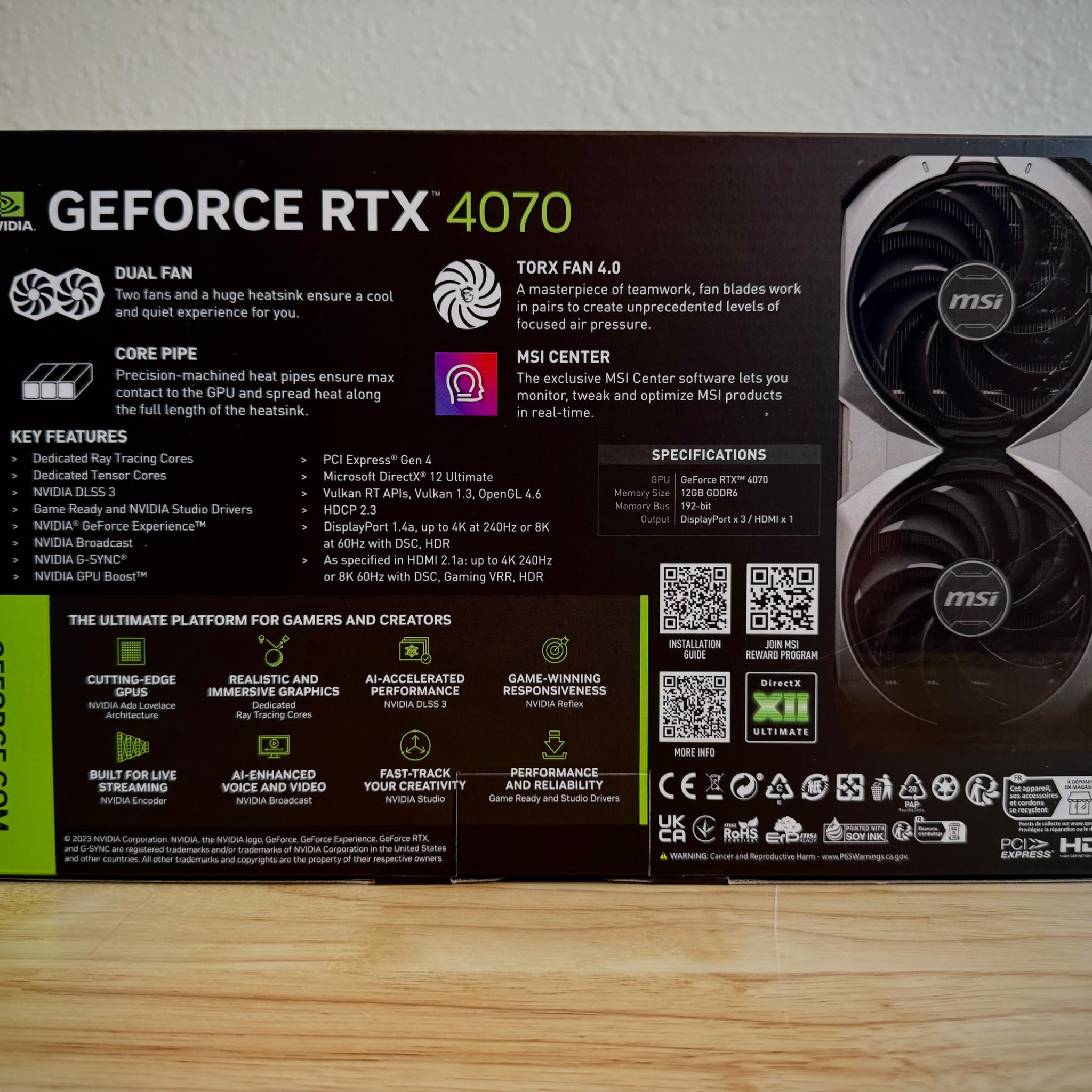 Nvidia GeForce RTX 4070 MSI Ventus2x
