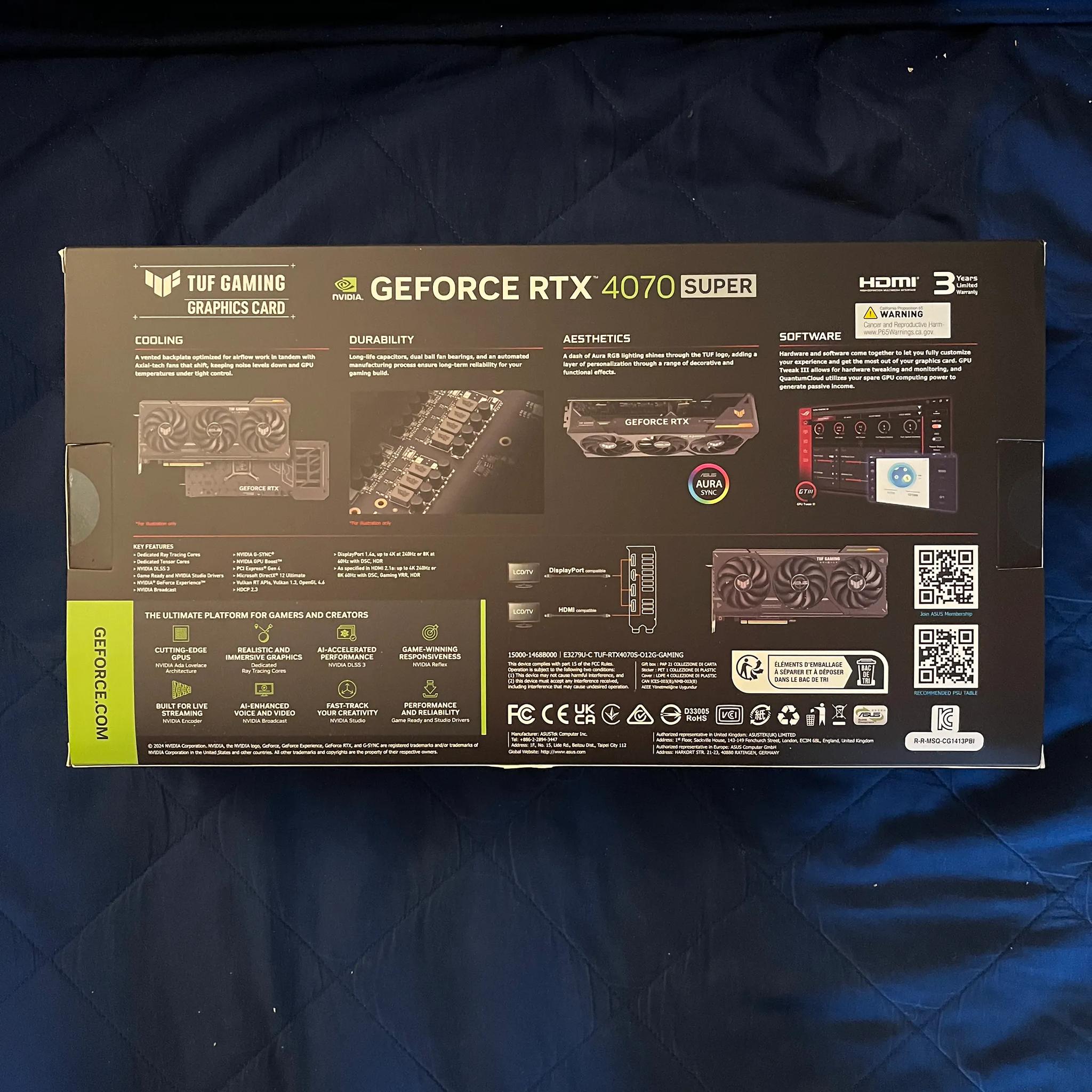 **NEW IN BOX** ASUS TUF GAMING RTX 4070 SUPER OC 12GB