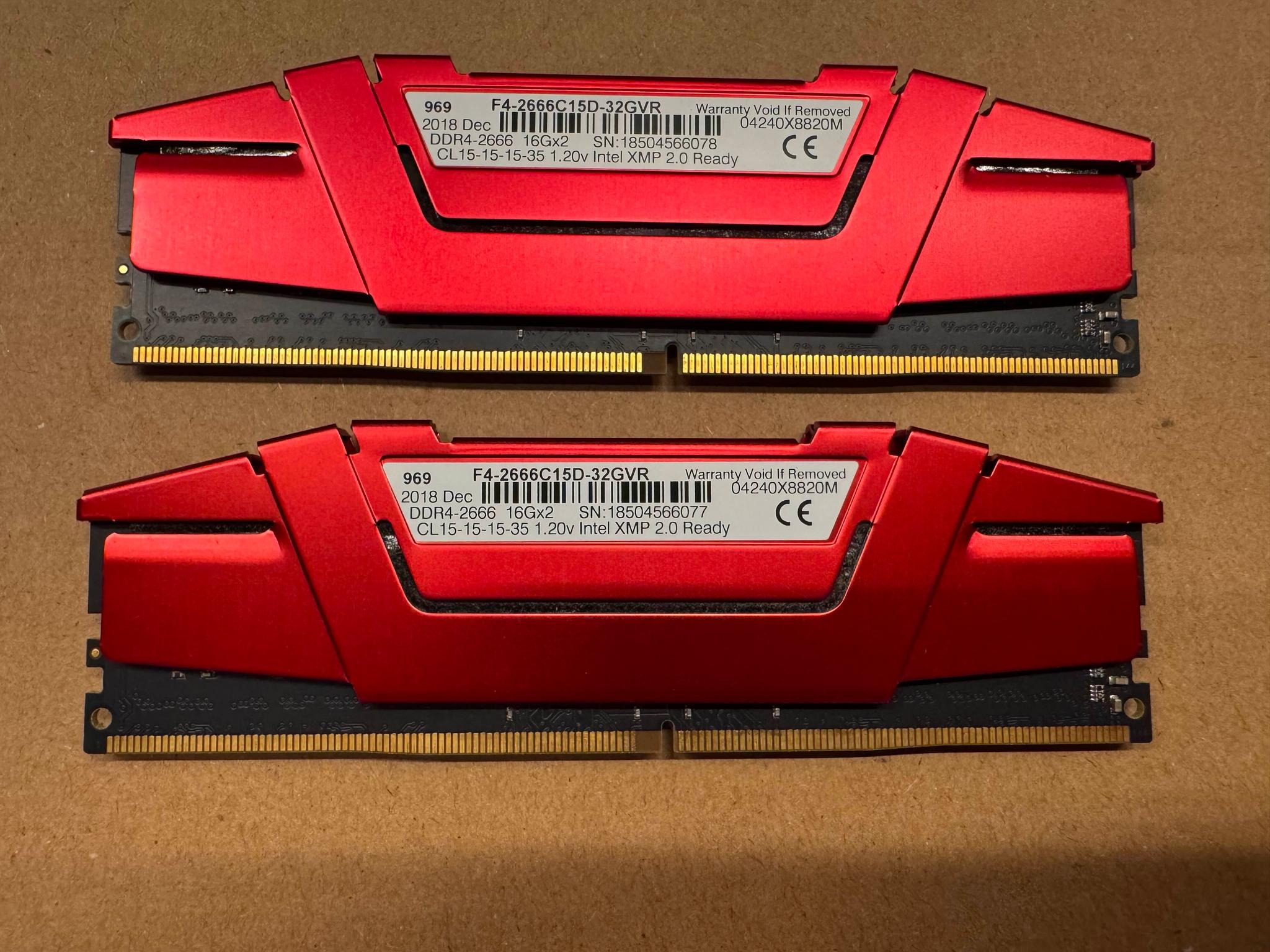 G.Skill - DDR4 32GB (2x16) 2666MHz