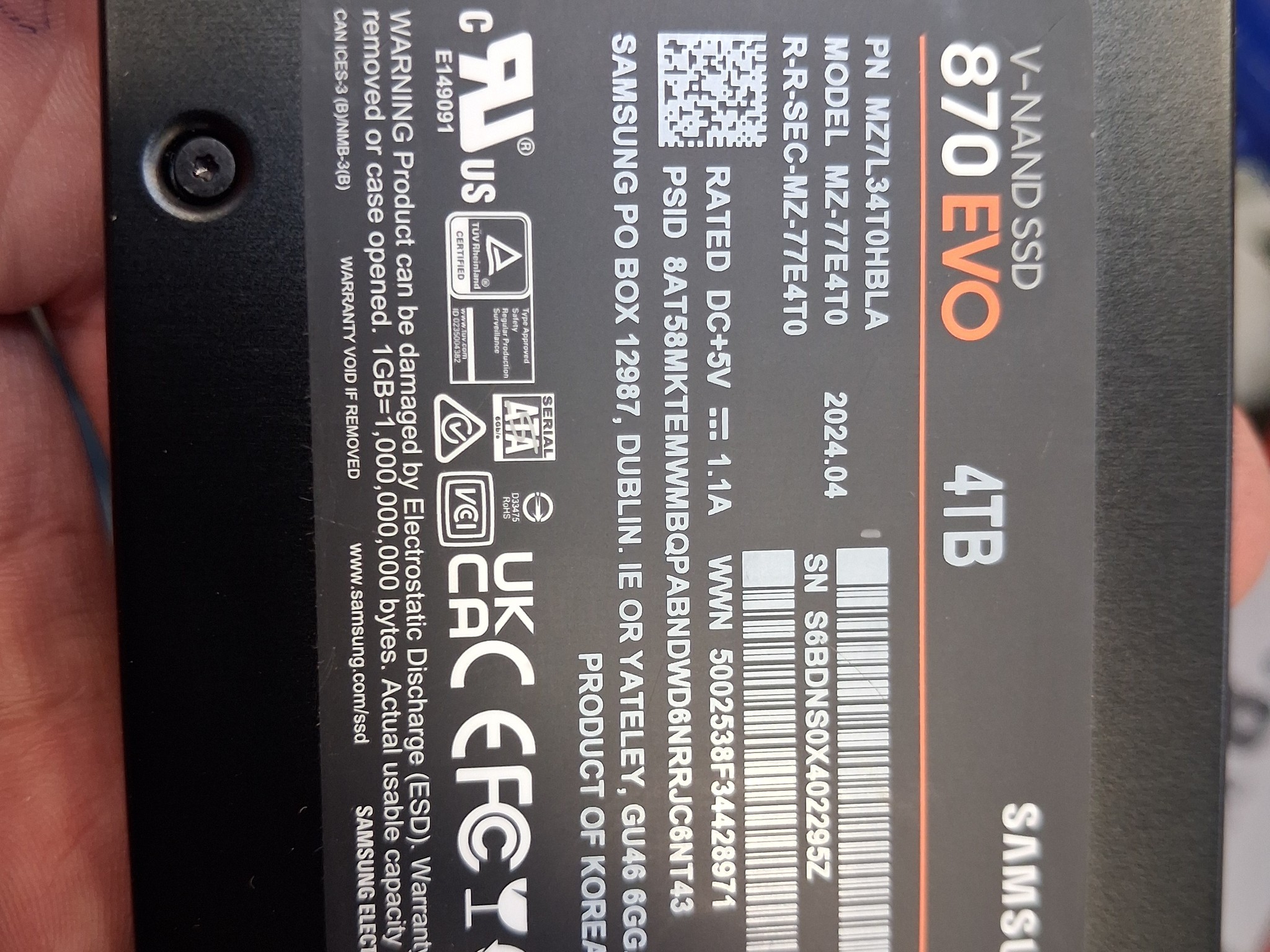Samsung 870 evo 4tb