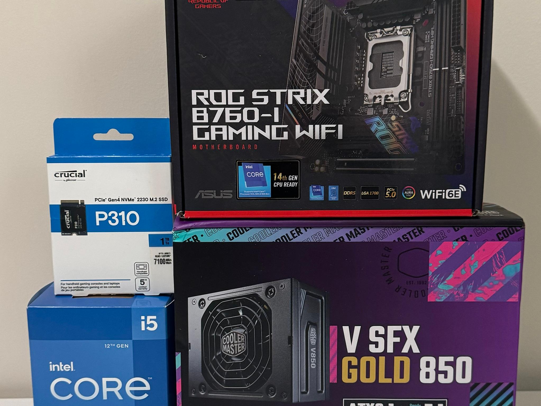 ITX ASUS ROG Strix 32GB DDR5 Intel Core i5 12400 1TB NVMe SSD NR200P V2 B760-I Mini Barebone PC