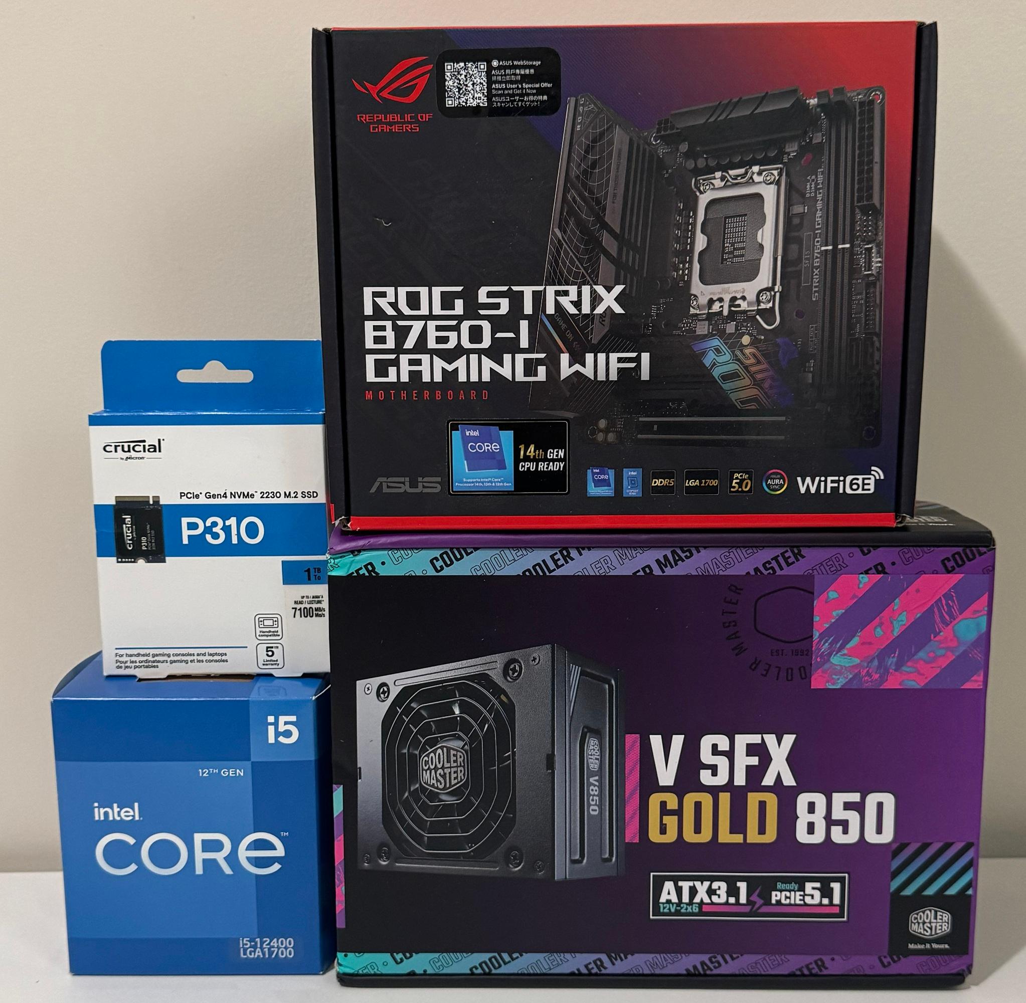 ITX ASUS ROG Strix 32GB DDR5 Intel Core i5 12400 1TB NVMe SSD NR200P V2 B760-I Mini Barebone PC