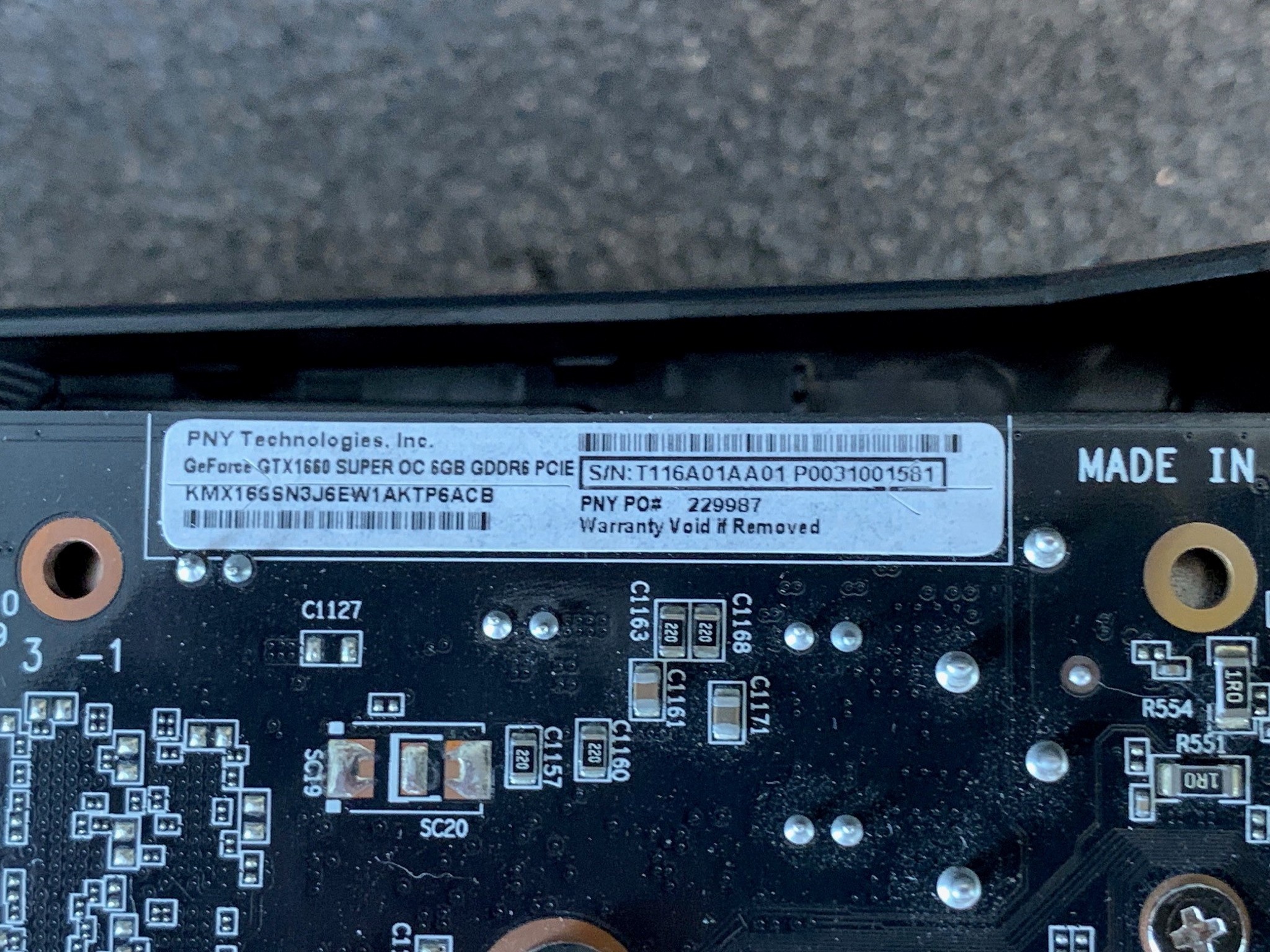 PNY GeForce GTX 1660 SUPER 6GB XLR8 Gaming Overclocked Edition, Used.