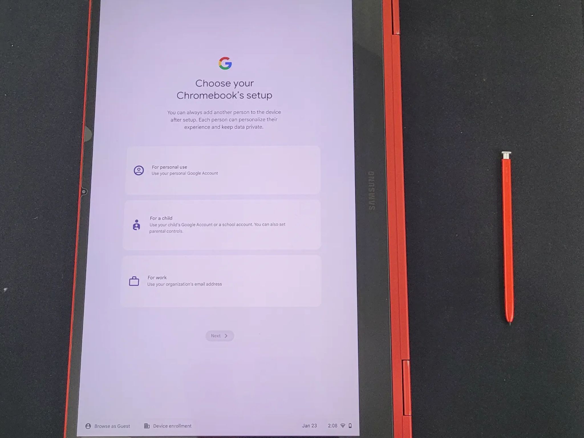 Samsung Galaxy 13.3" 4K Touch-Screen Chromebook Intel Core i5 8GB RAM 256GB SSD Fiesta Red