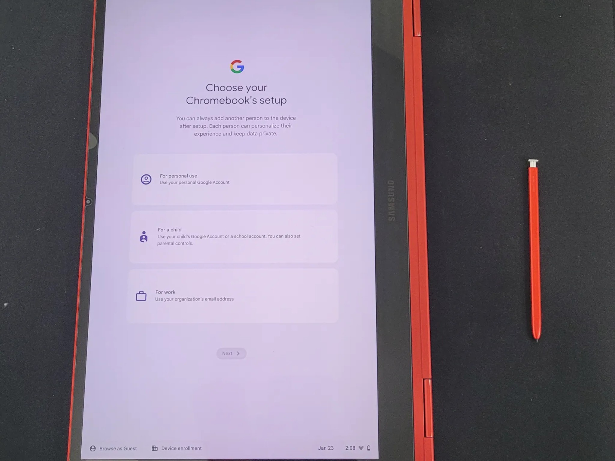 Samsung Galaxy 13.3" 4K Touch-Screen Chromebook Intel Core i5 8GB RAM 256GB SSD Fiesta Red