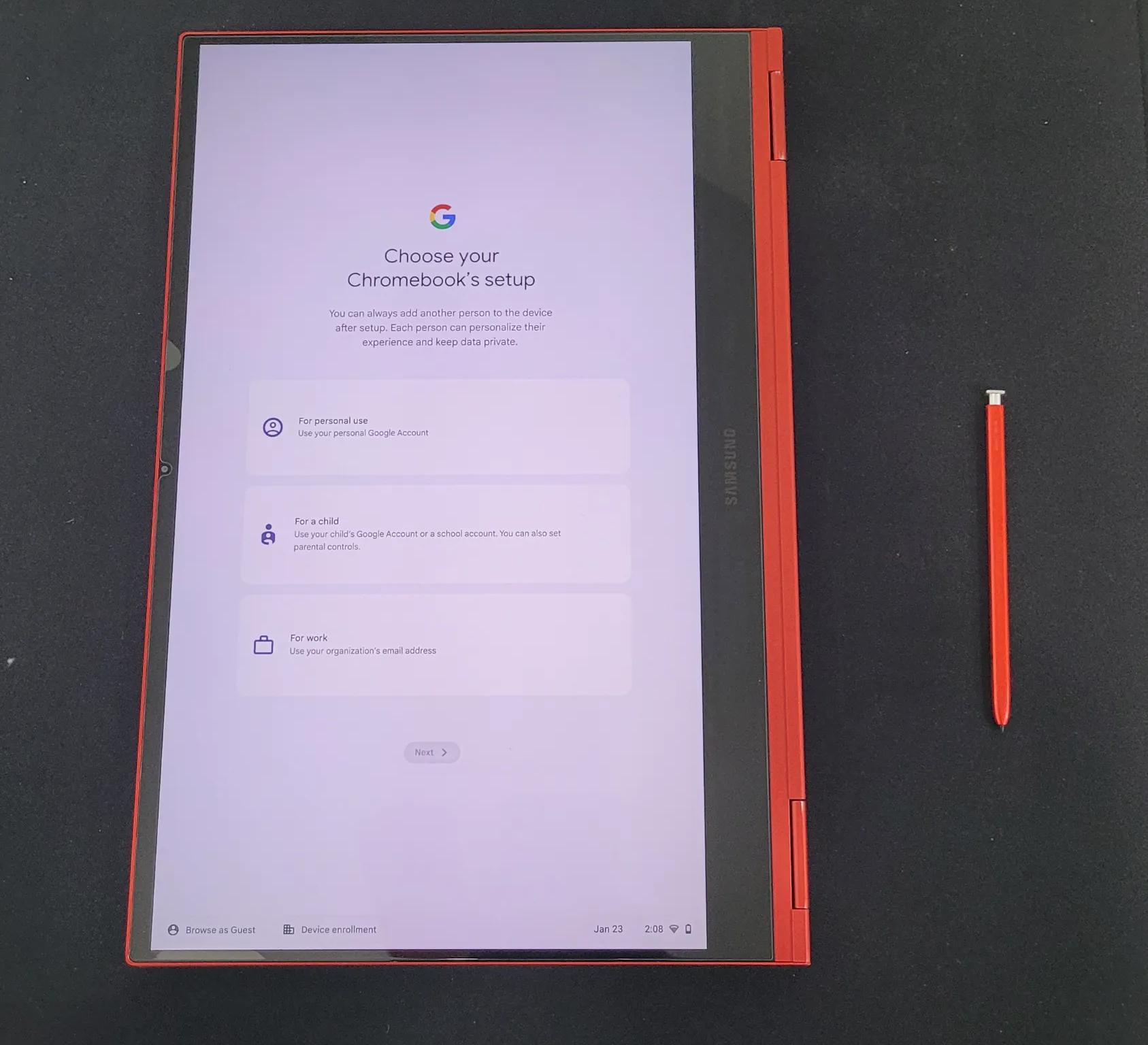 Samsung Galaxy 13.3" 4K Touch-Screen Chromebook Intel Core i5 8GB RAM 256GB SSD Fiesta Red