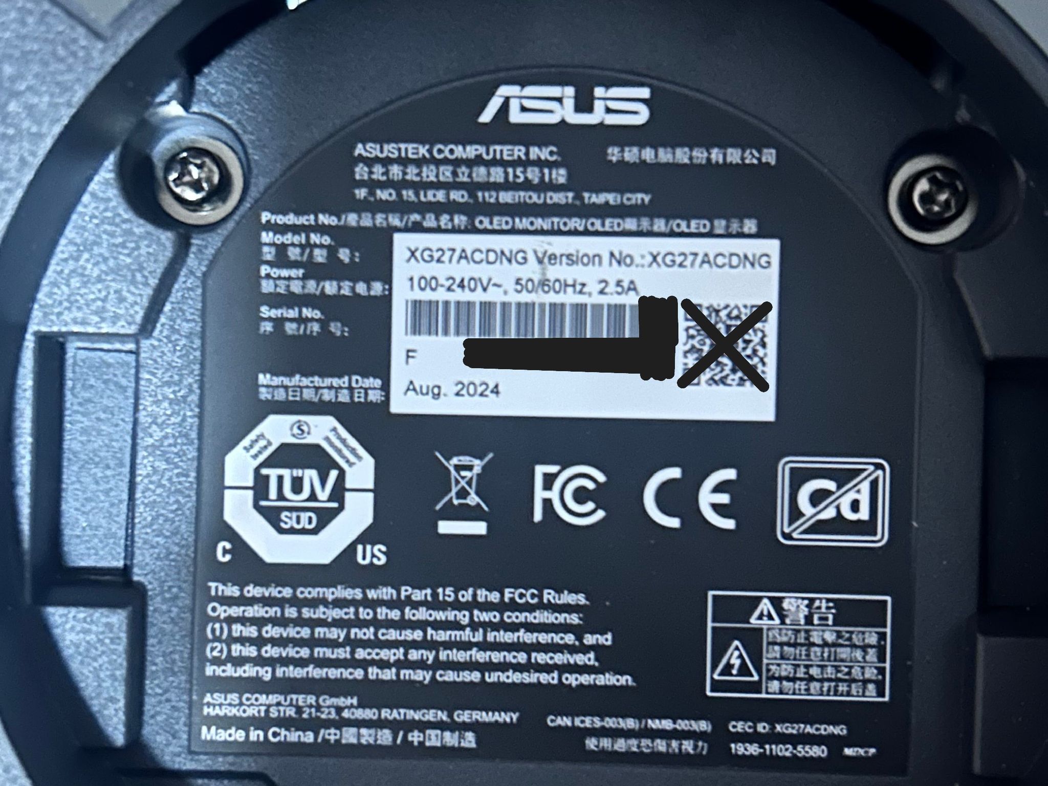 ASUS RoG 27" (360hz) OLED 2K (2560x1440p) Gaming Monitor (Screen Protector Film Still Attached!)