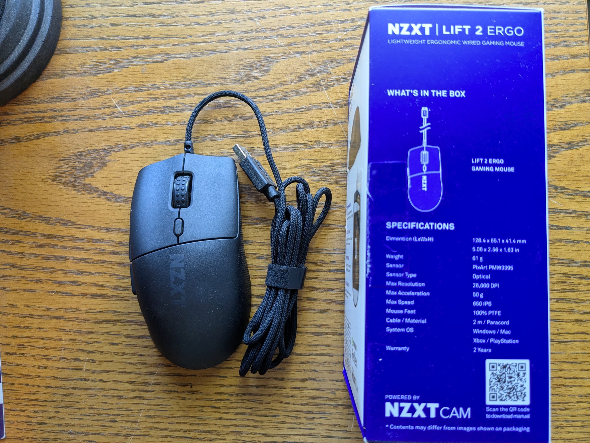 NZXT Lift 2 Ergo 8000 Hz Polling, 61g, PixArt PMW3395