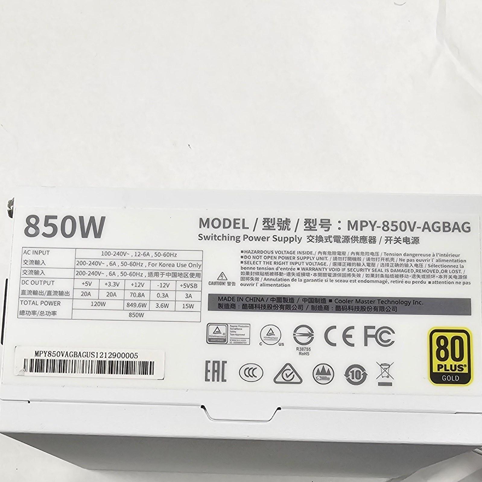 White 850 Watt PSU Cooler Master V850 Power Supply