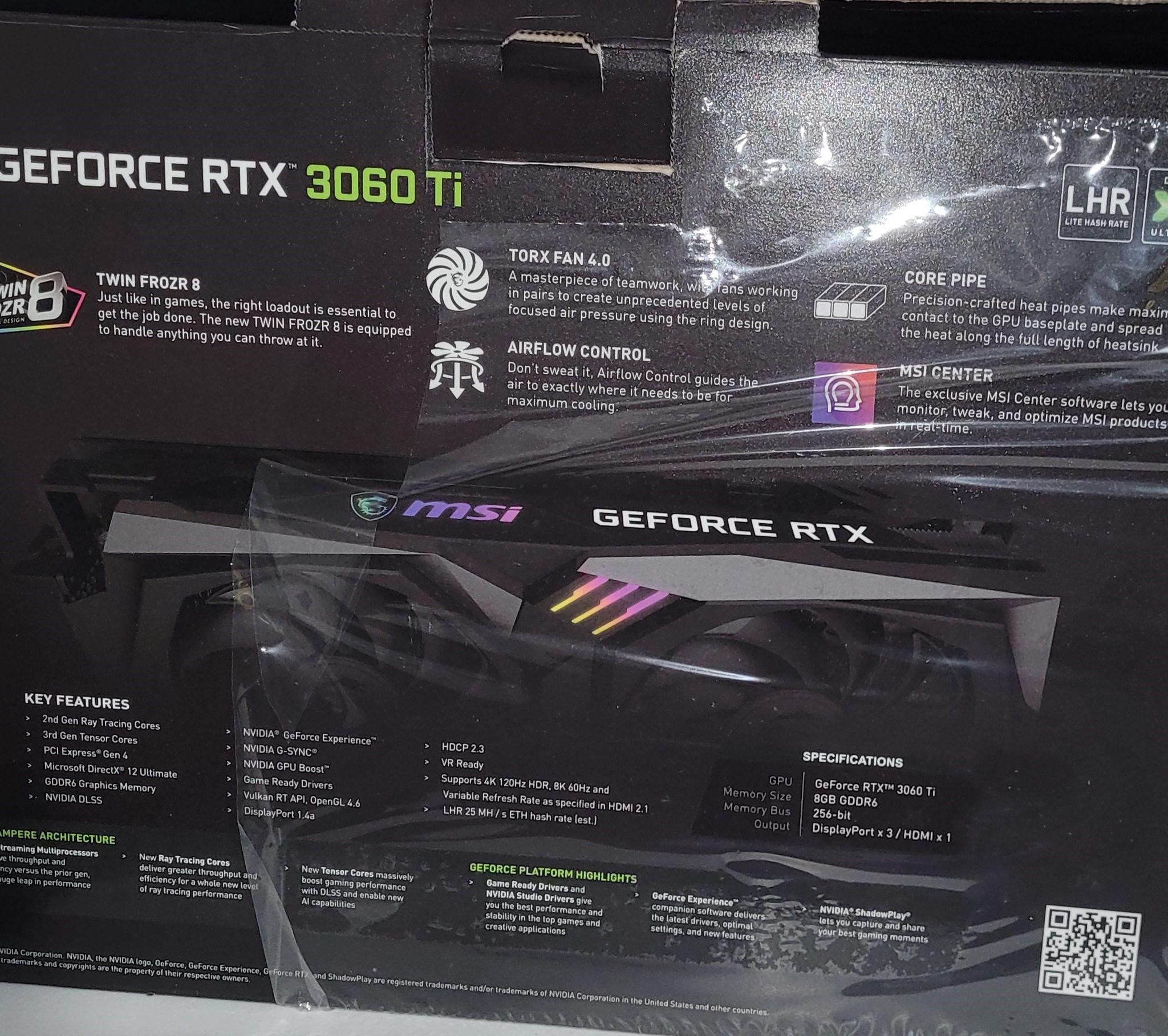 3060ti  ( NVIDIA MSI 3060 Ti Gaming X LHR Dual-Fan 8GB )