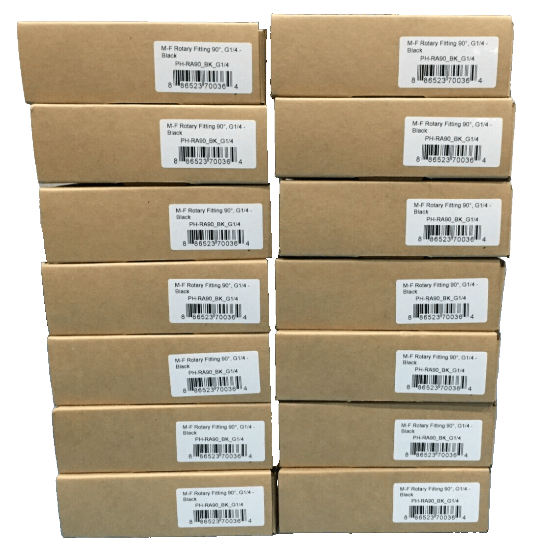 Phanteks 90 Degree Rotary Fitting G1/4 Male-Female Black 4-Pack PH-RA90