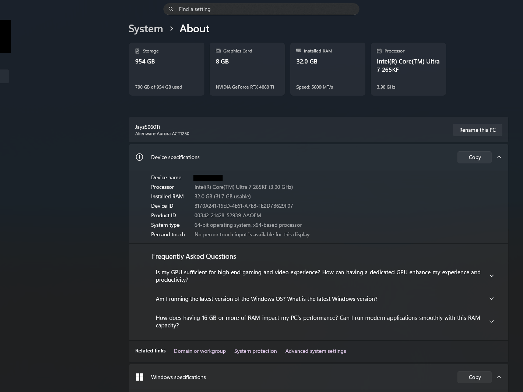 Alienware Aurora 4060Ti 8GB!