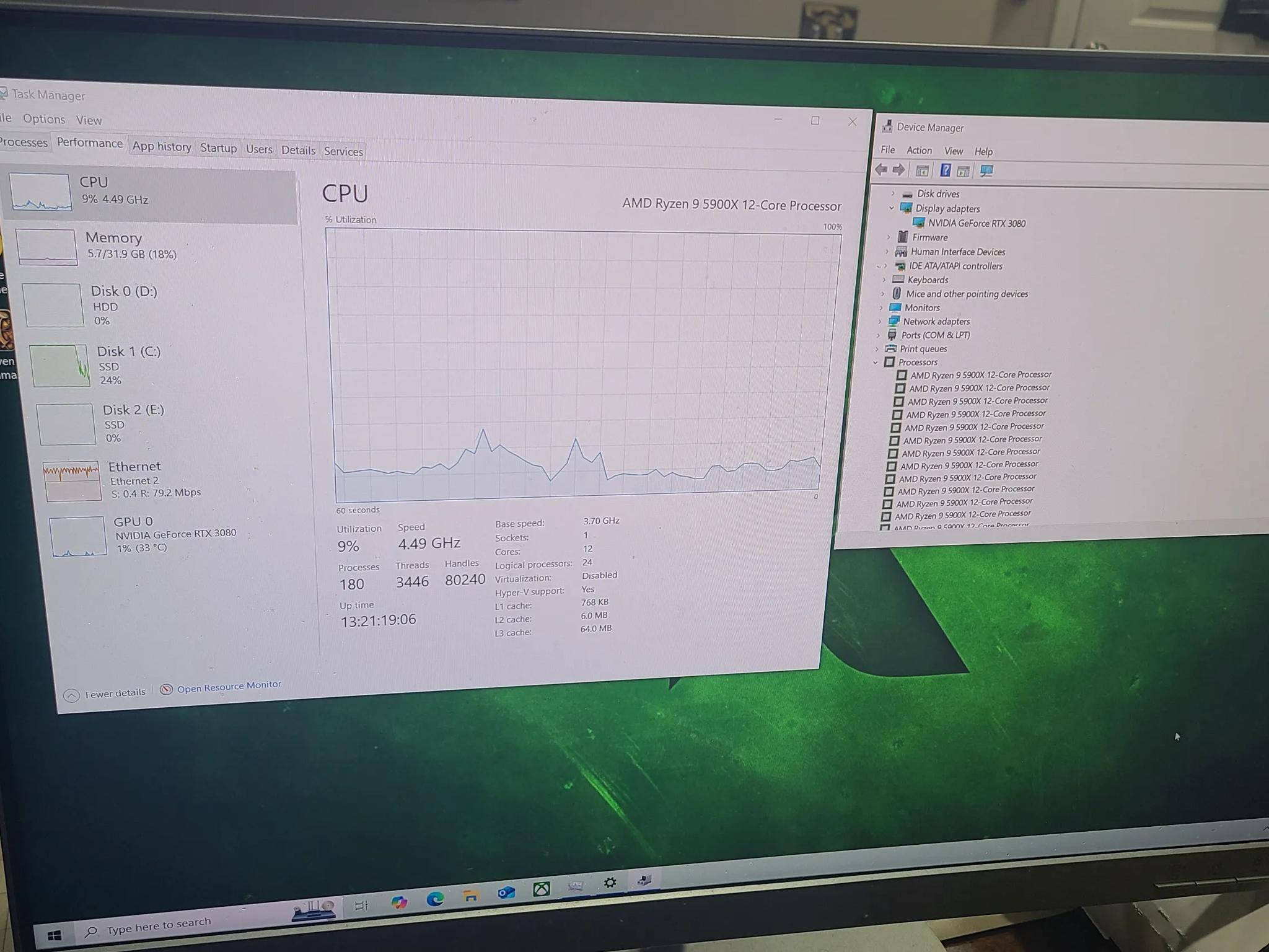 3080 Gaming PC (AMD Ryzen 9 5900x, 32 gig memory 3600)