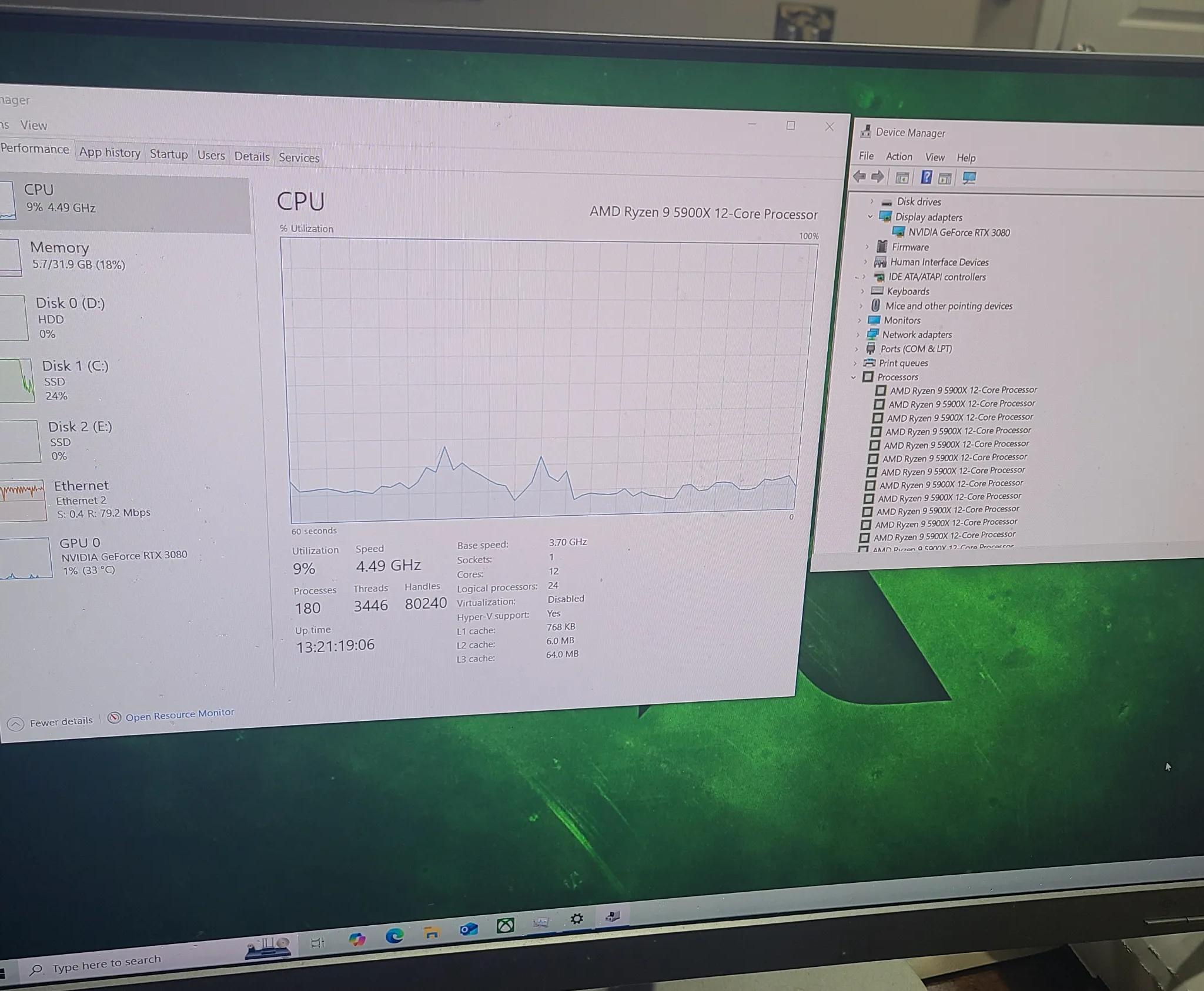 3080 Gaming PC (AMD Ryzen 9 5900x, 32 gig memory 3600)