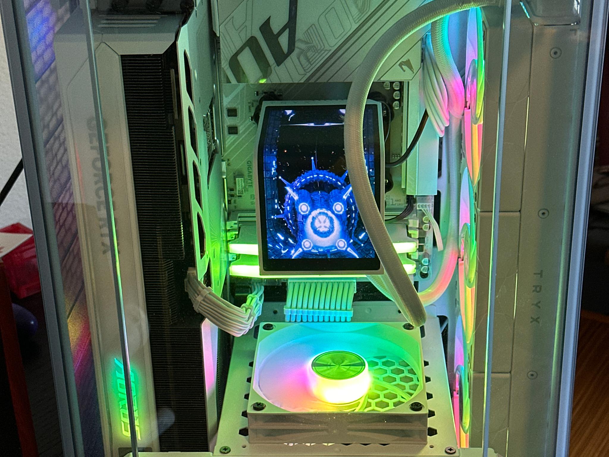Hydrangea Blue 7800x3d Aoursmaster white RTX 5080 TRYX AIO